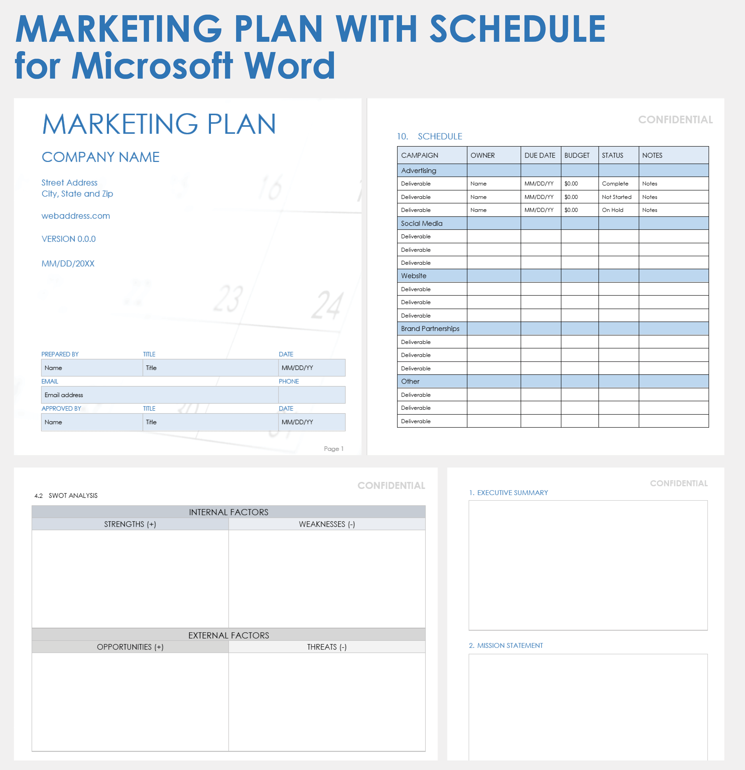 Marketing Plan with Schedule Word