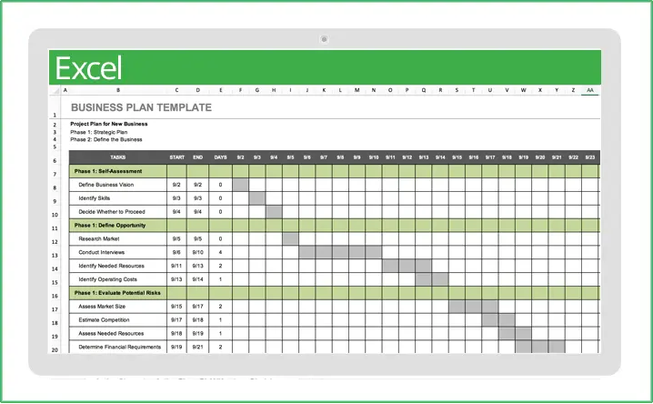 business plan template excel