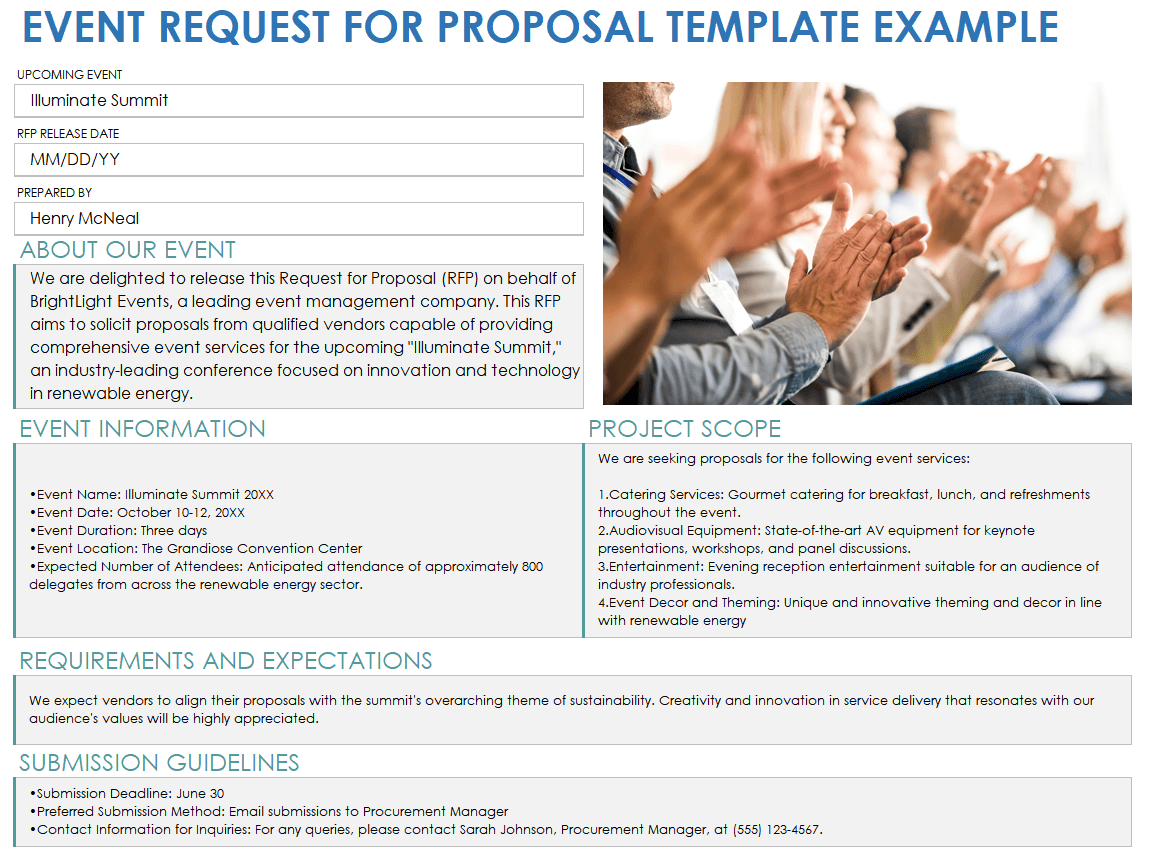 Event Request for Proposal Example Template