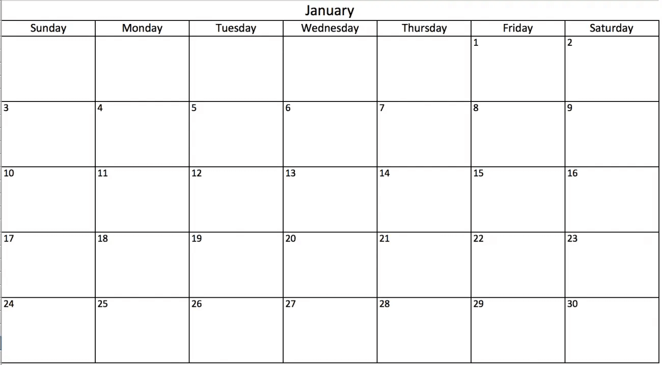 Five rows calendar view with dates