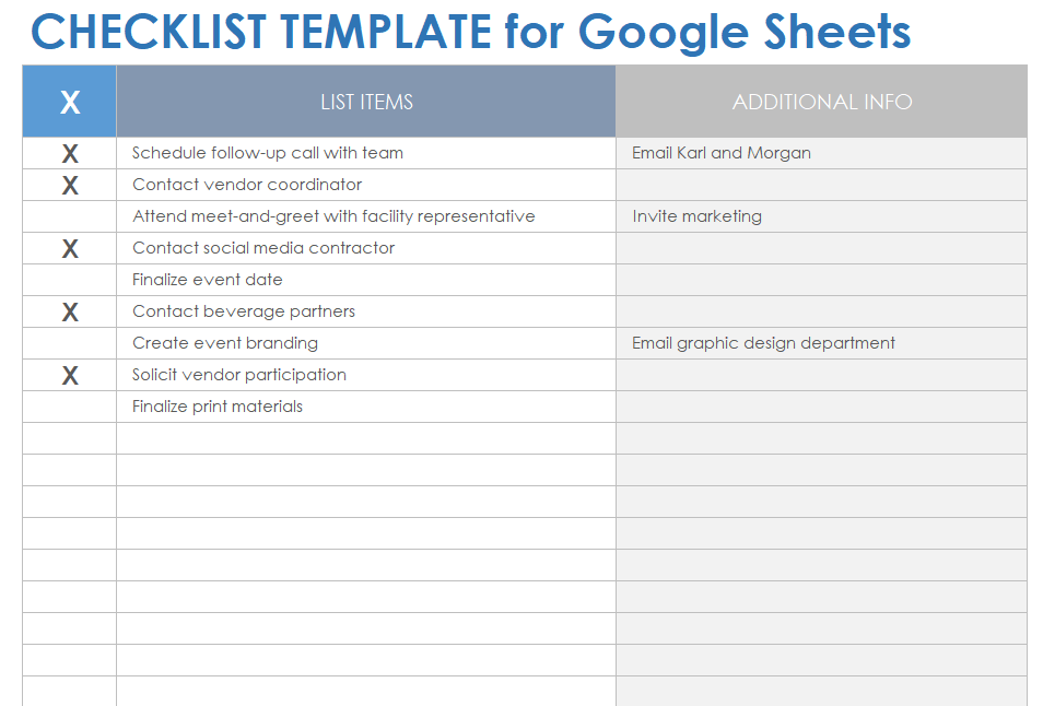 Checklist Template for Google Sheets