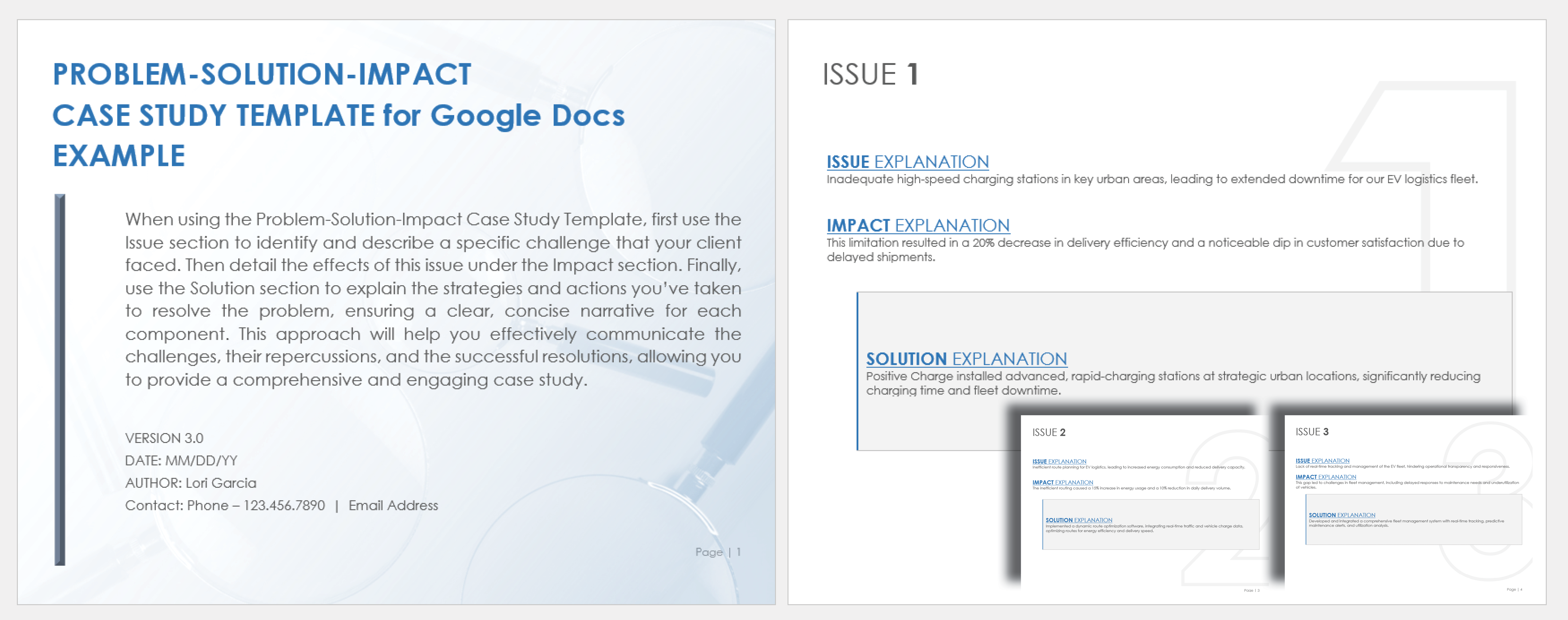 Problem-Solution-Impact Case Study Example Template Google Docs