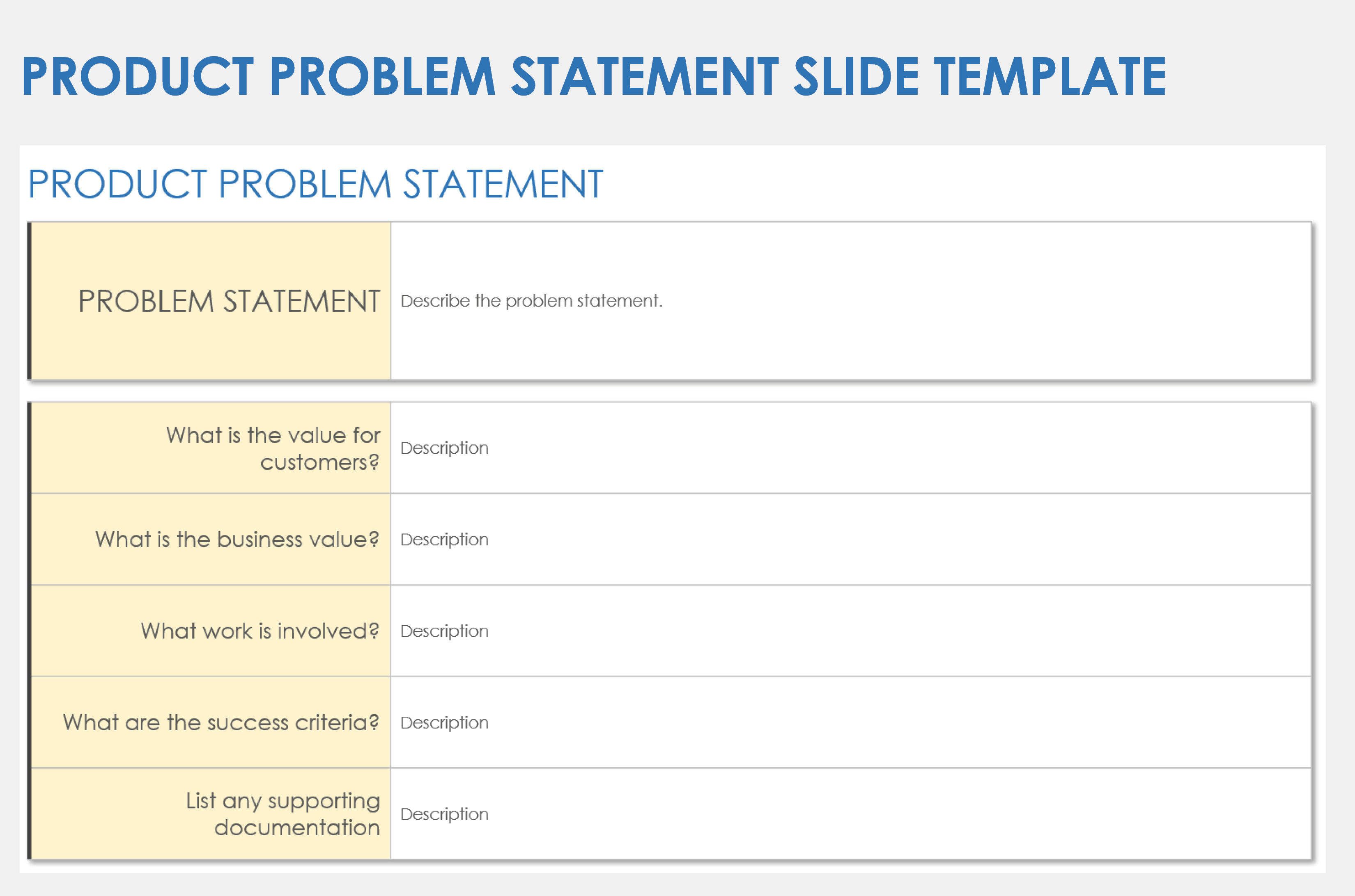 Product Problem Statement Slide Template