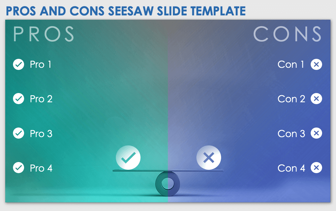 Pros and Cons Seesaw Slide Template