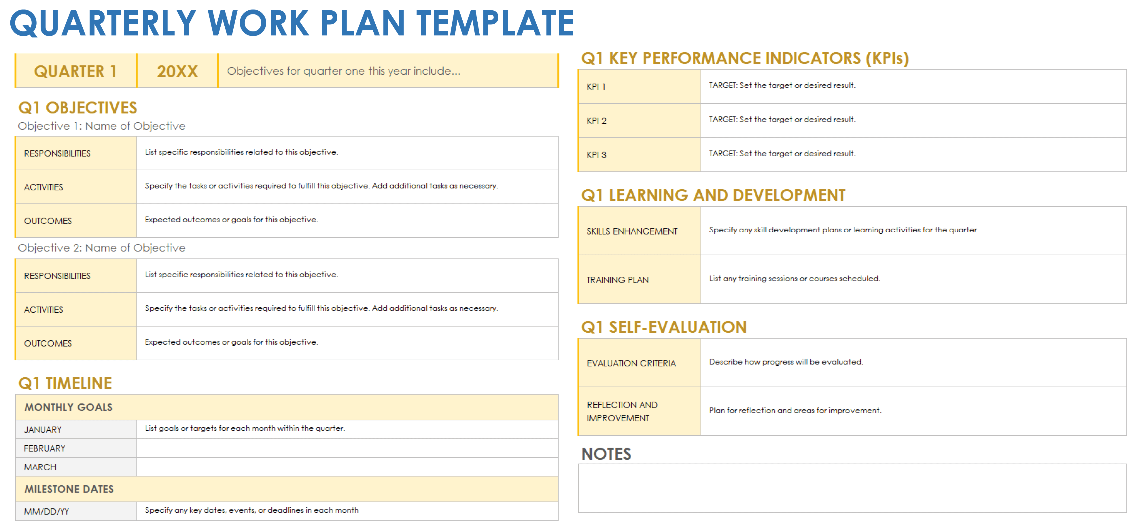 Quarterly Work Plan Template