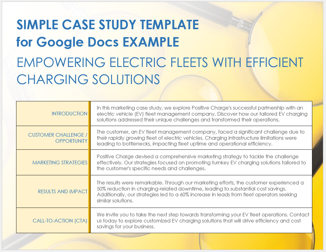 Simple Case Study Example Template Google Docs