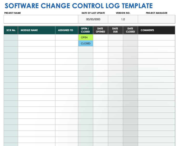 Software Change Control Log
