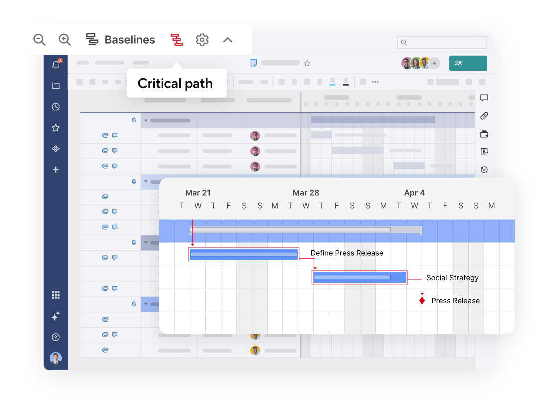 product ui showing gantt view features