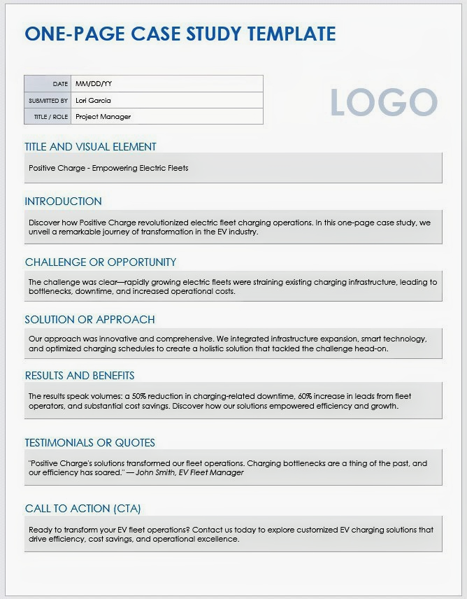 One-Page Case Study Example Template