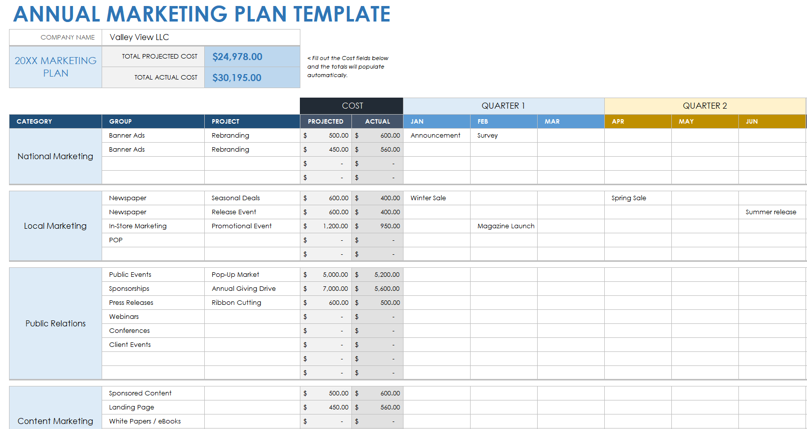 Annual Marketing Plan Template