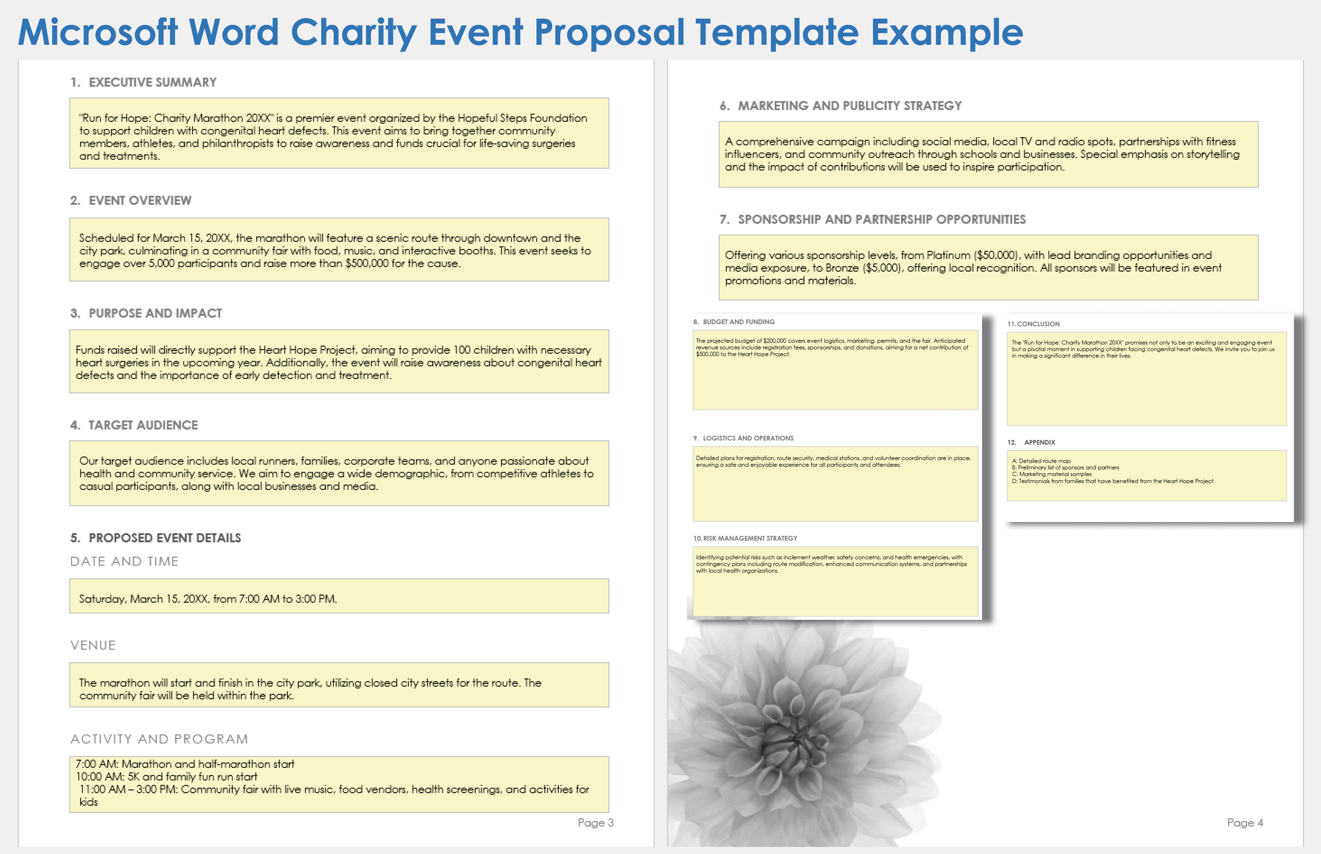 Microsoft Word Charity Event Proposal Template Example