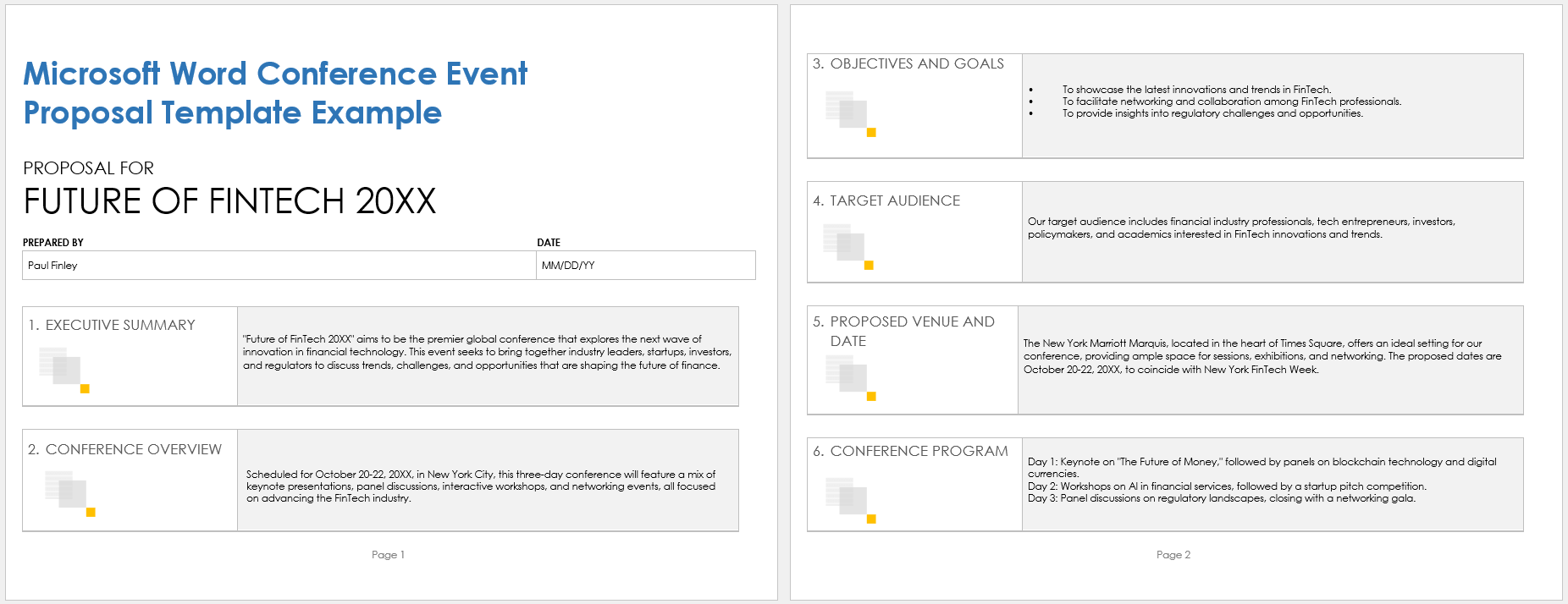 Microsoft Word Conference Event Proposal Template Example