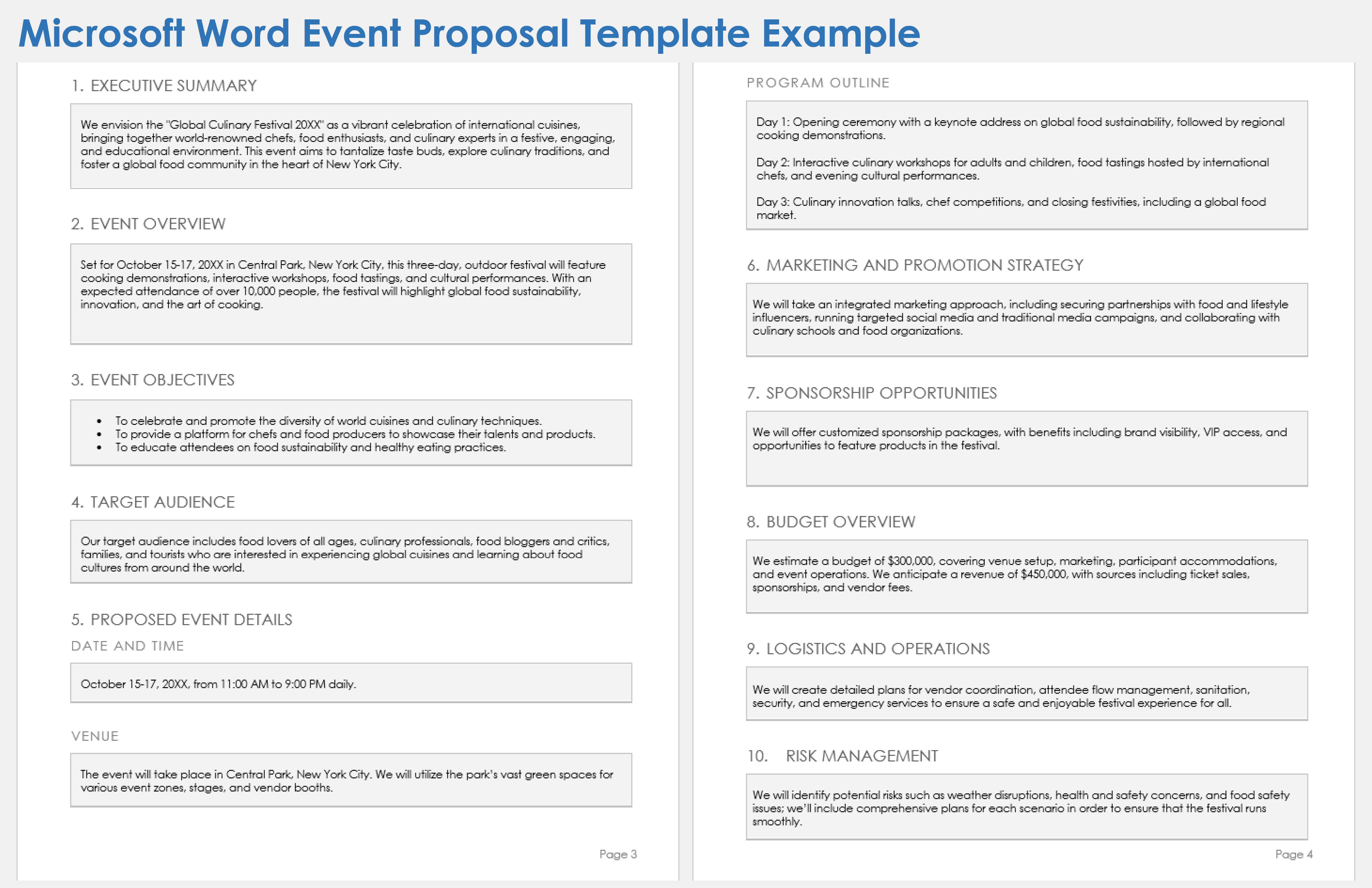 Microsoft Word Event Proposal Template Example
