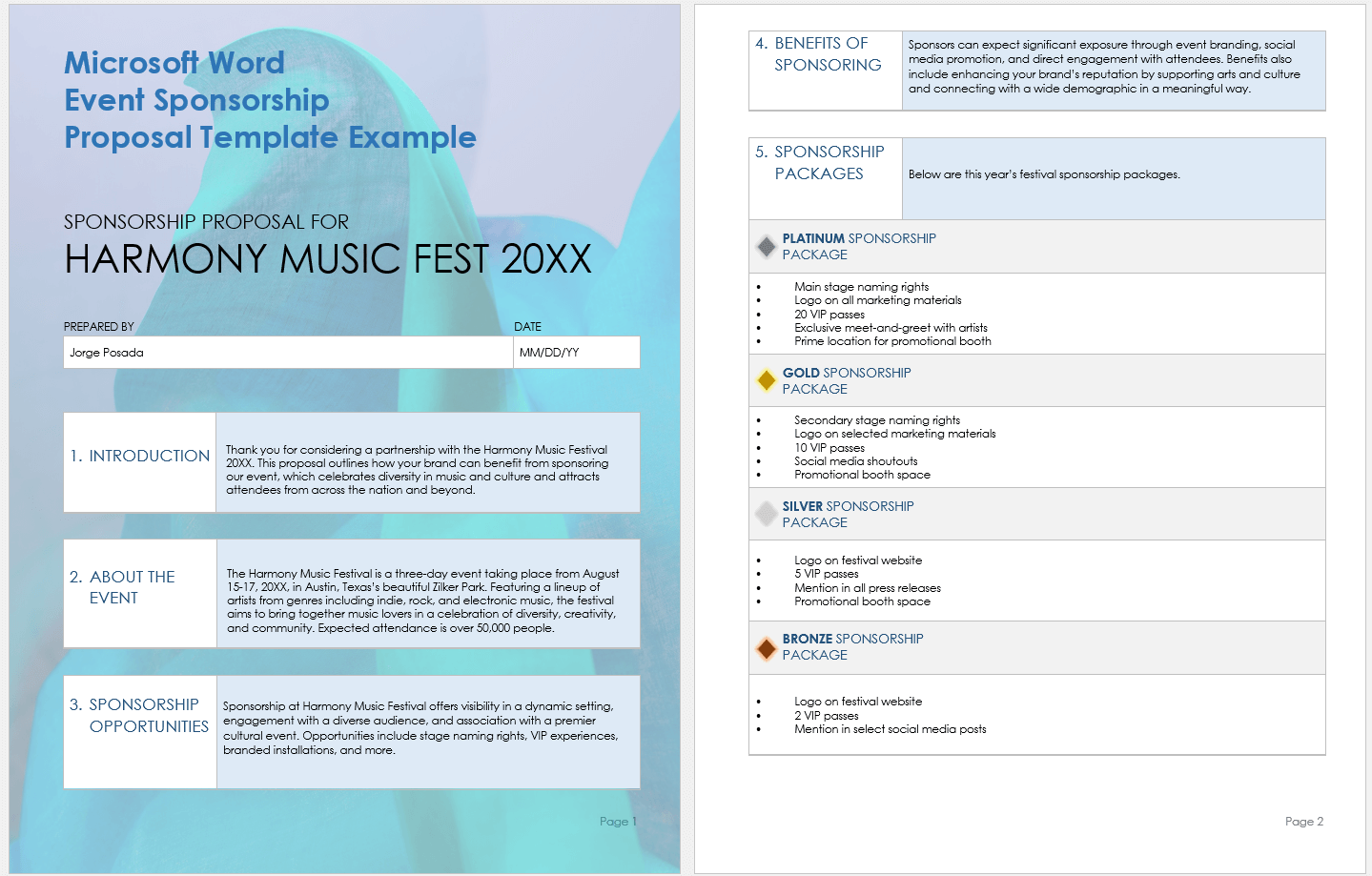 Microsoft Word Event Sponsorship Proposal Template Example