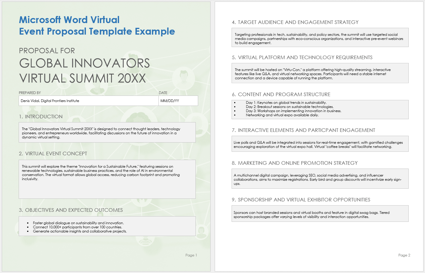 Microsoft Word Virtual Event Proposal Template Example