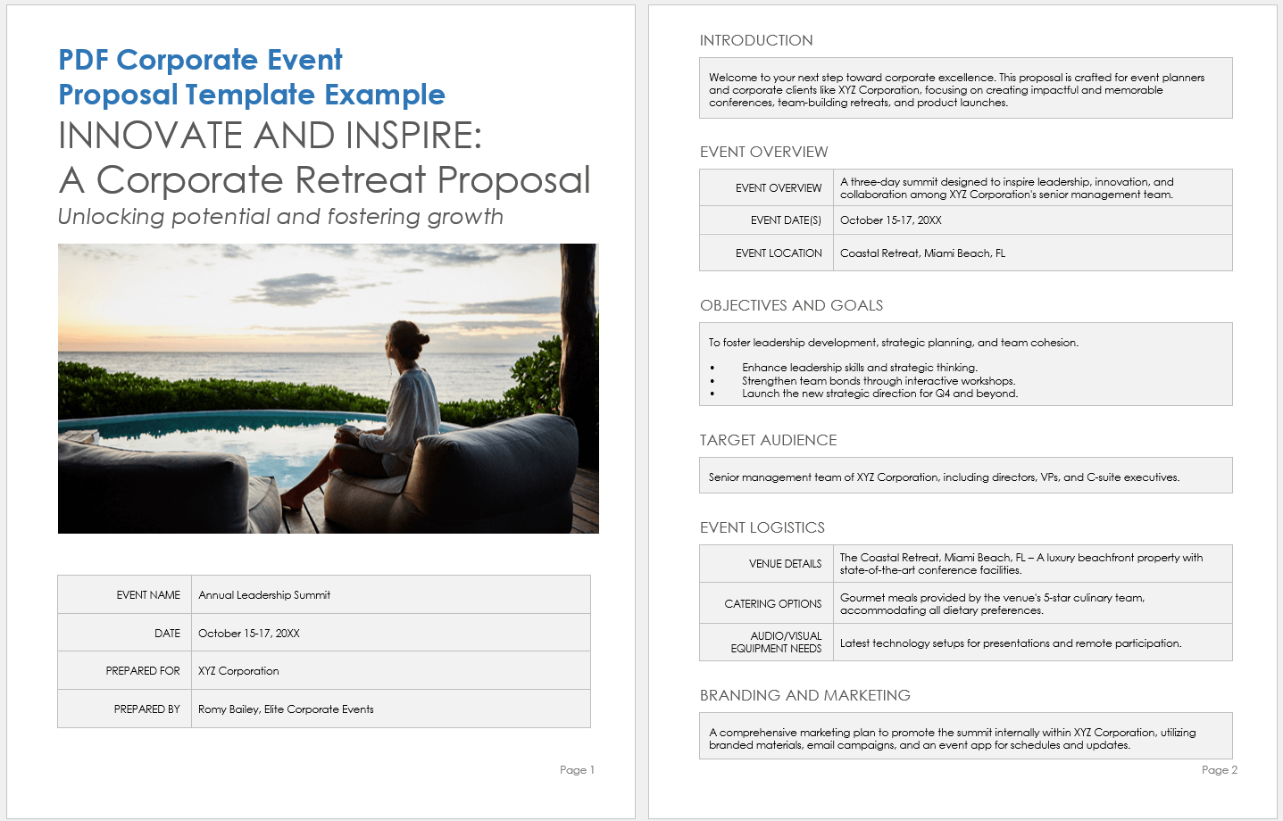 PDF Corporate Event Proposal Template Example