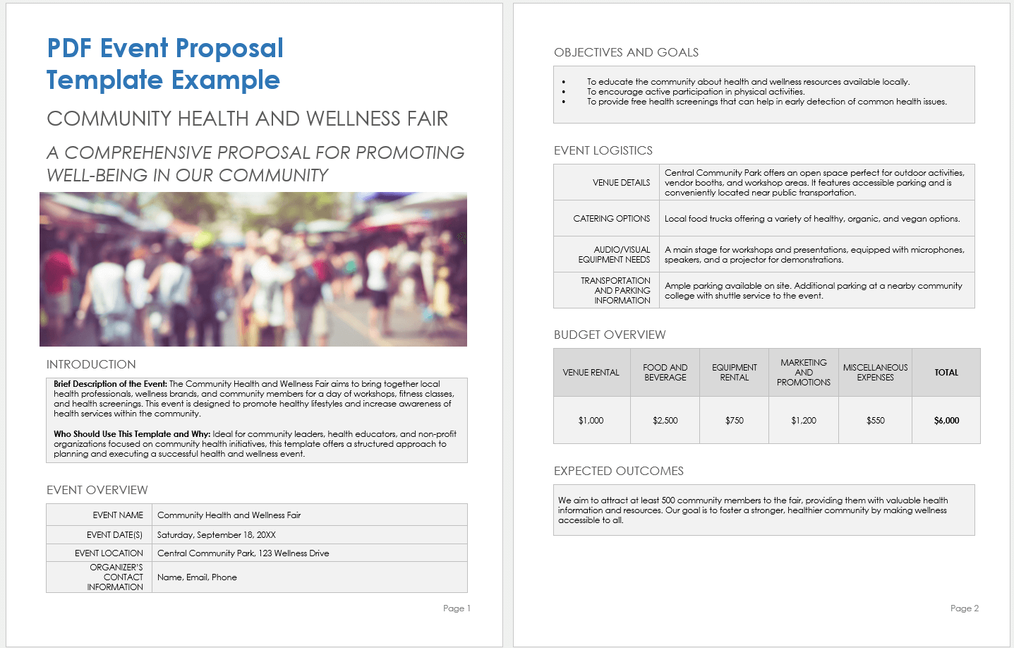 PDF Event Proposal Template Example
