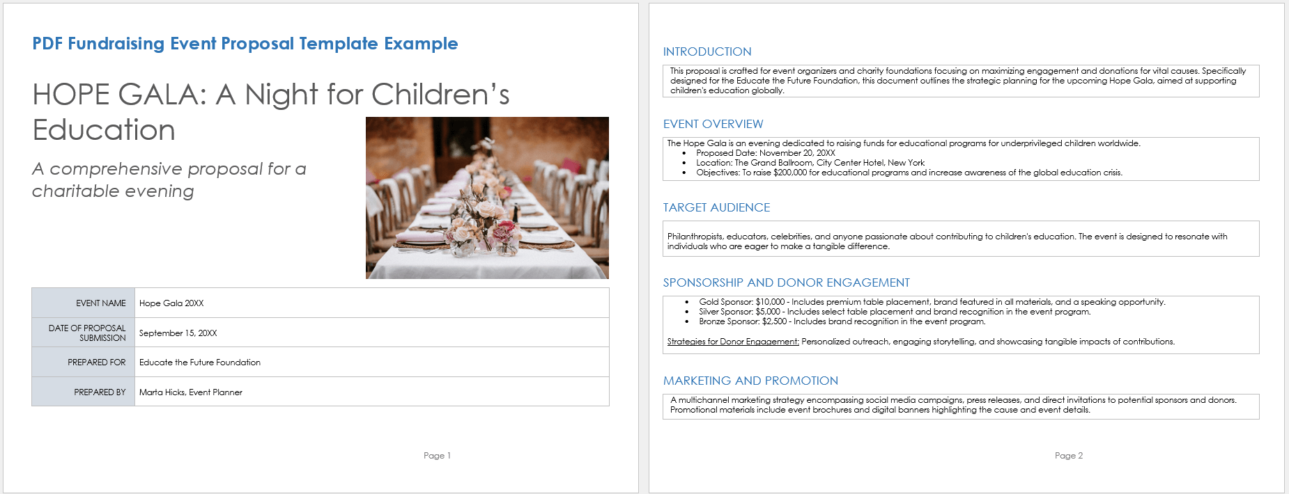 PDF Fundraising Event Proposal Example Template