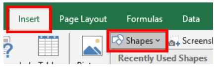 Excel flowchart insert shapes