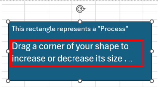 Excel flowchart resize shape