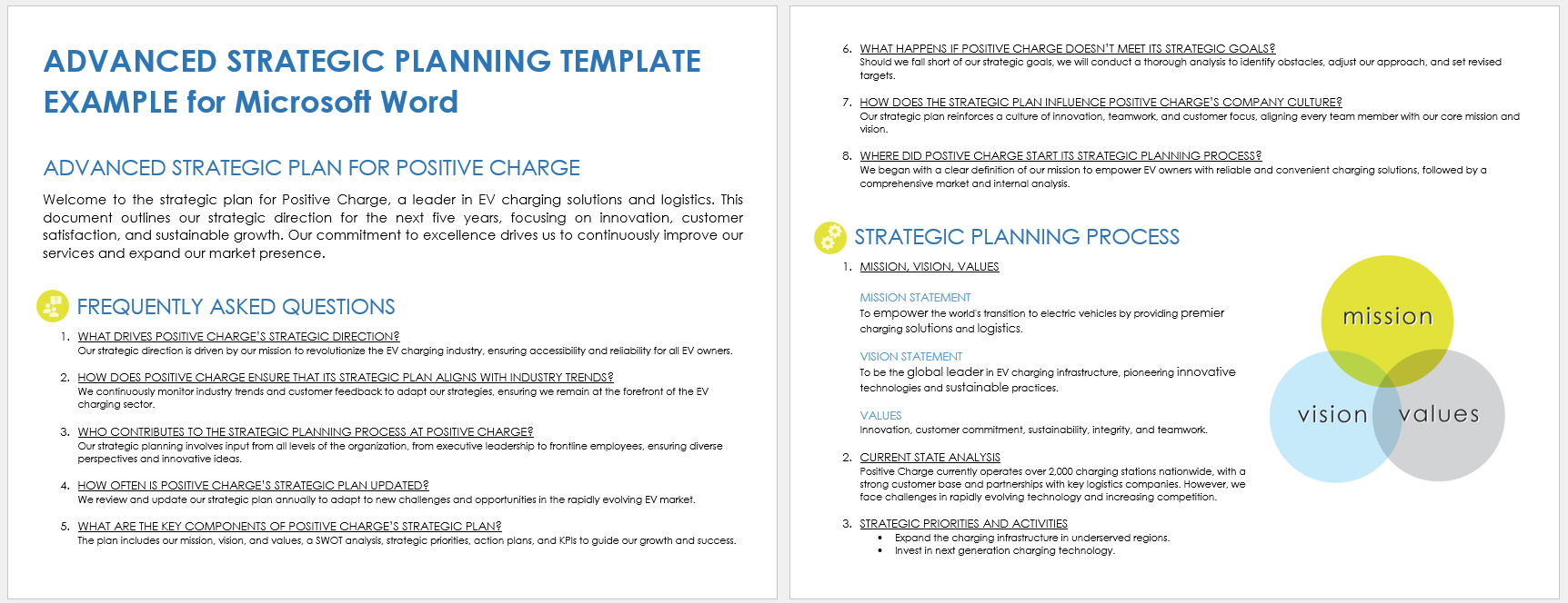Advanced Strategic Planning Template for Microsoft Word Example