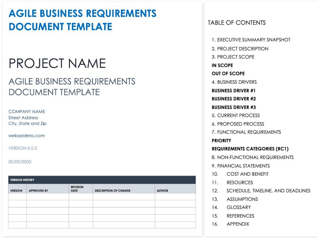 IC Agile Business Requirements Document Template