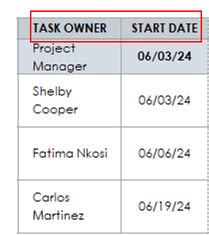 project tracker task owner