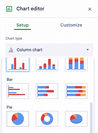 Google Sheets inventory template charts