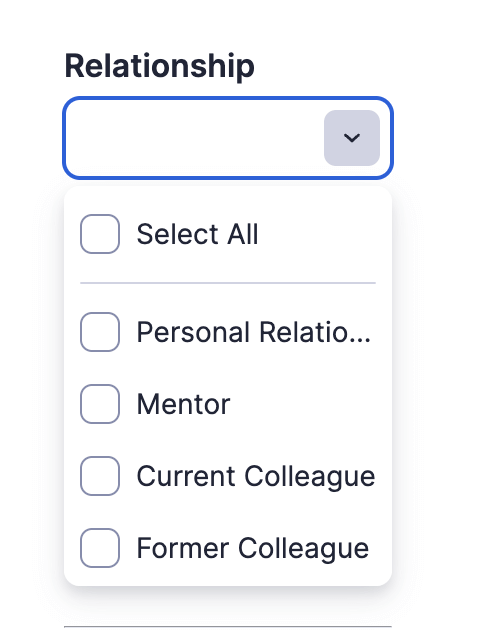 Smartsheet CRM Relationship Drop Down Menu