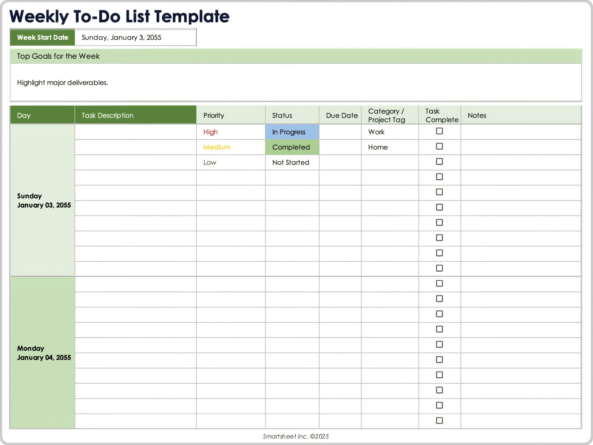 Weekly To-Do List Template