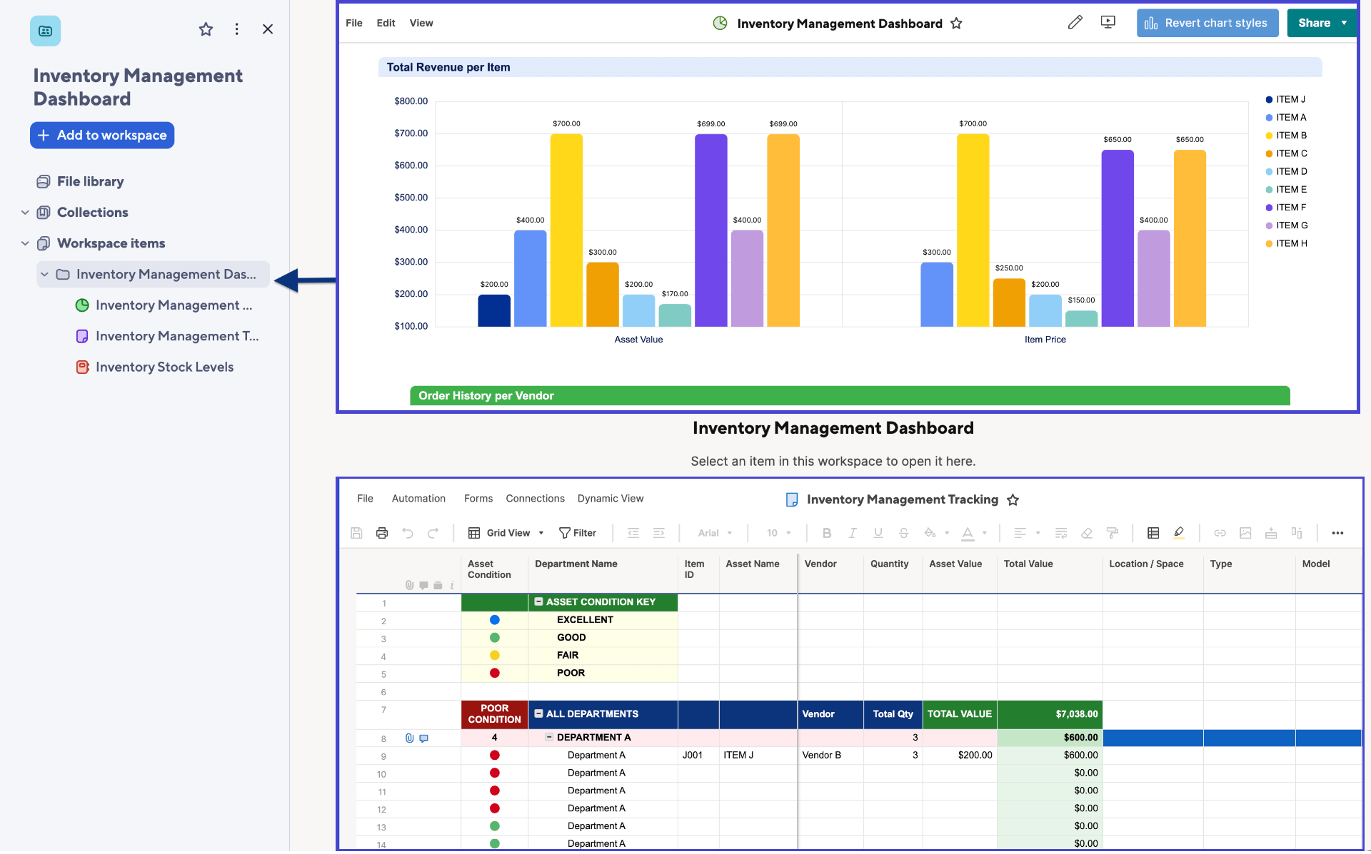 IC smartsheet inventory management sheet
