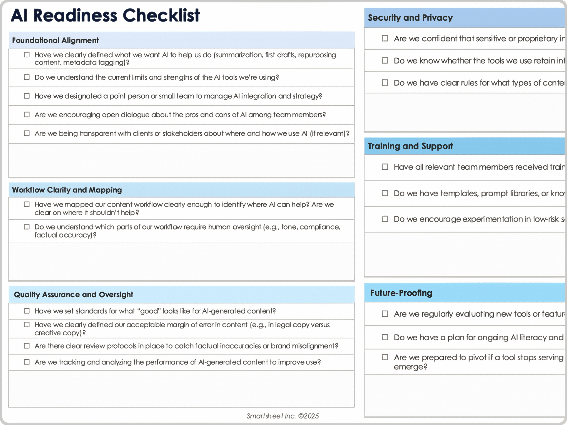 AI Readiness Checklist 12393 Template