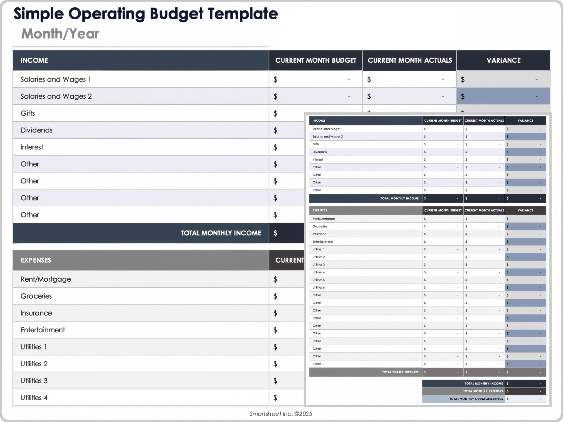 Simple Operating Budget Template 10950