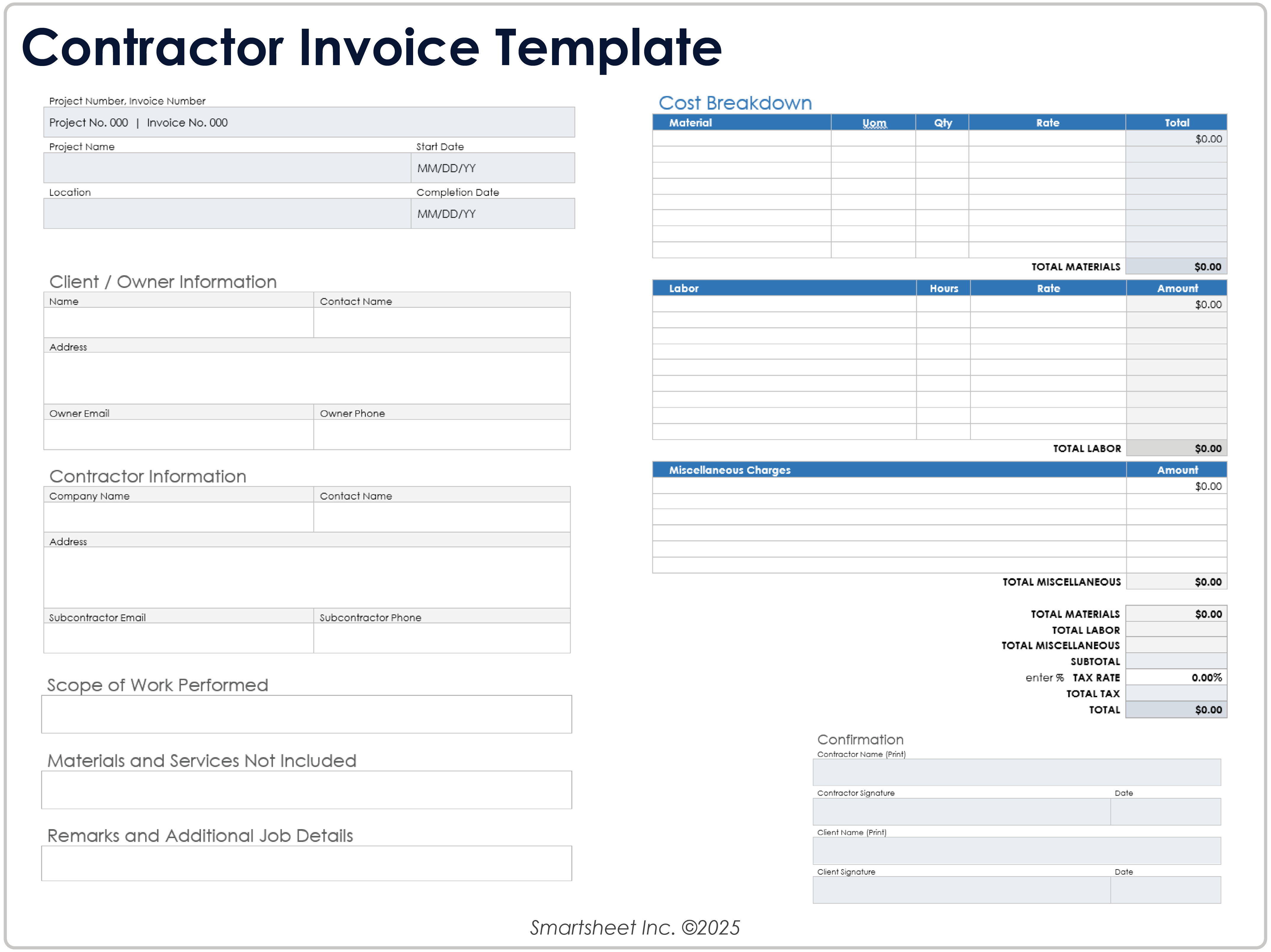 Contractor Invoice Template
