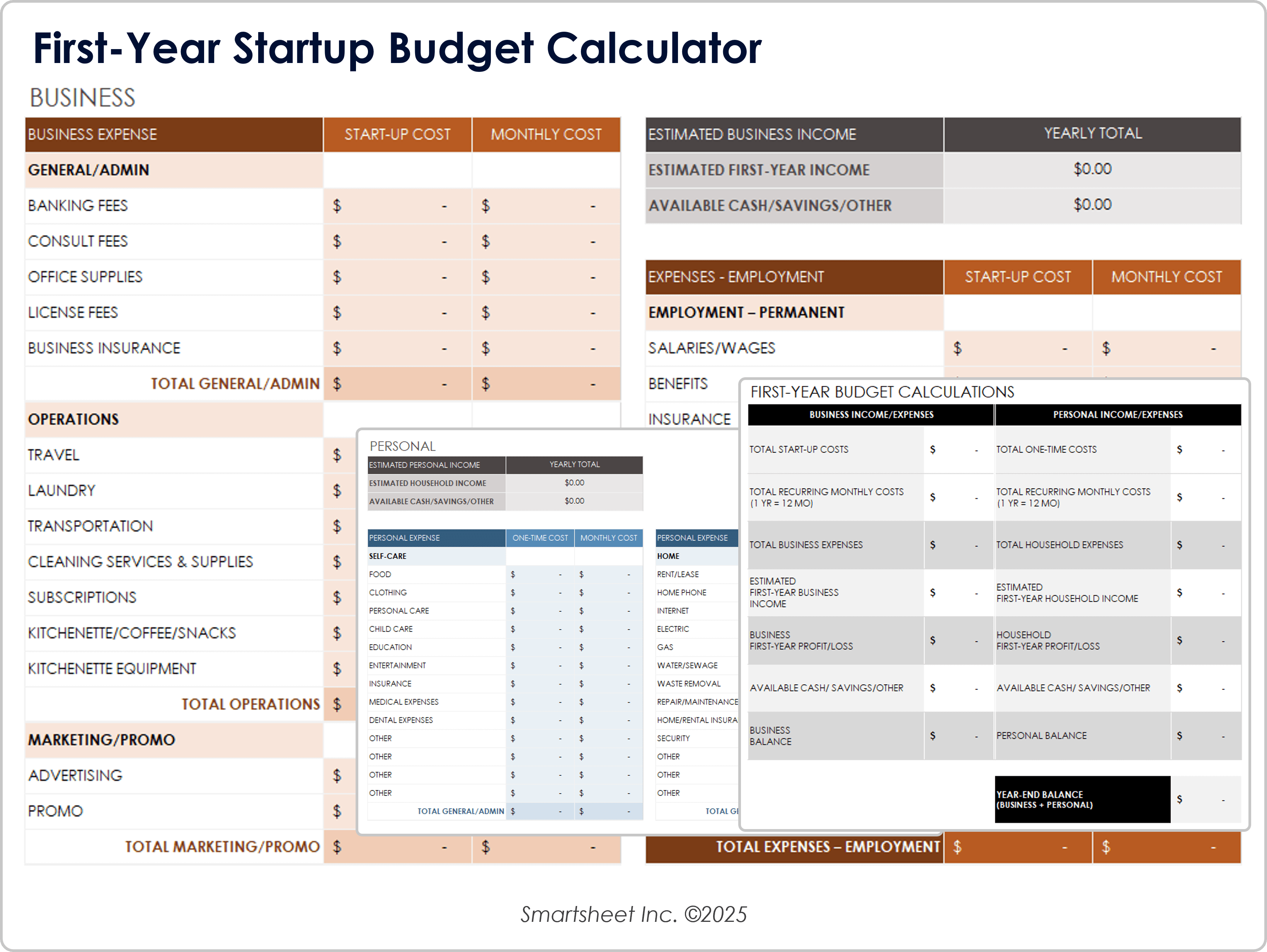 First Year Startup Budget Calculator