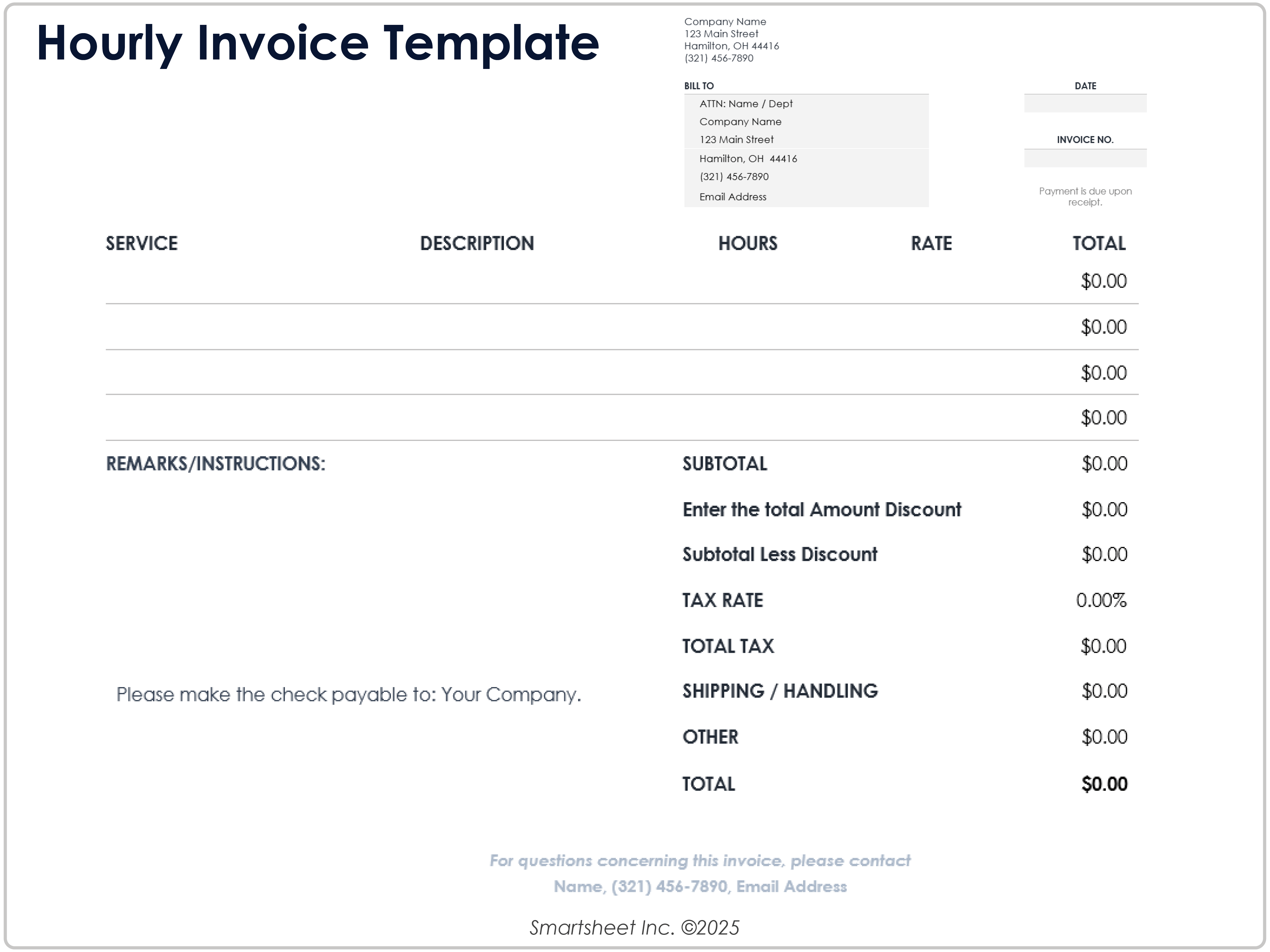 Hourly Invoice Template