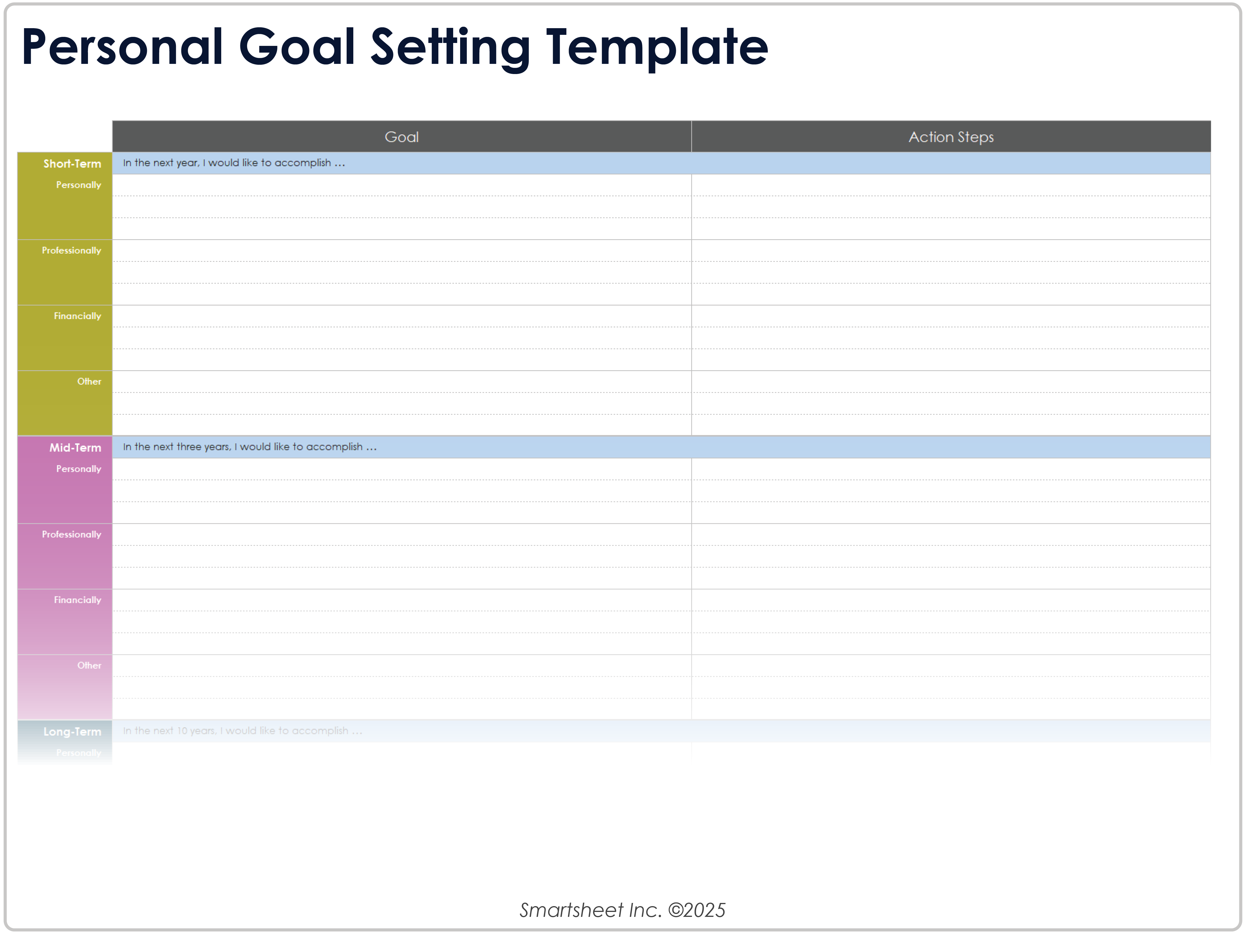 Personal Goal Setting Template 9237