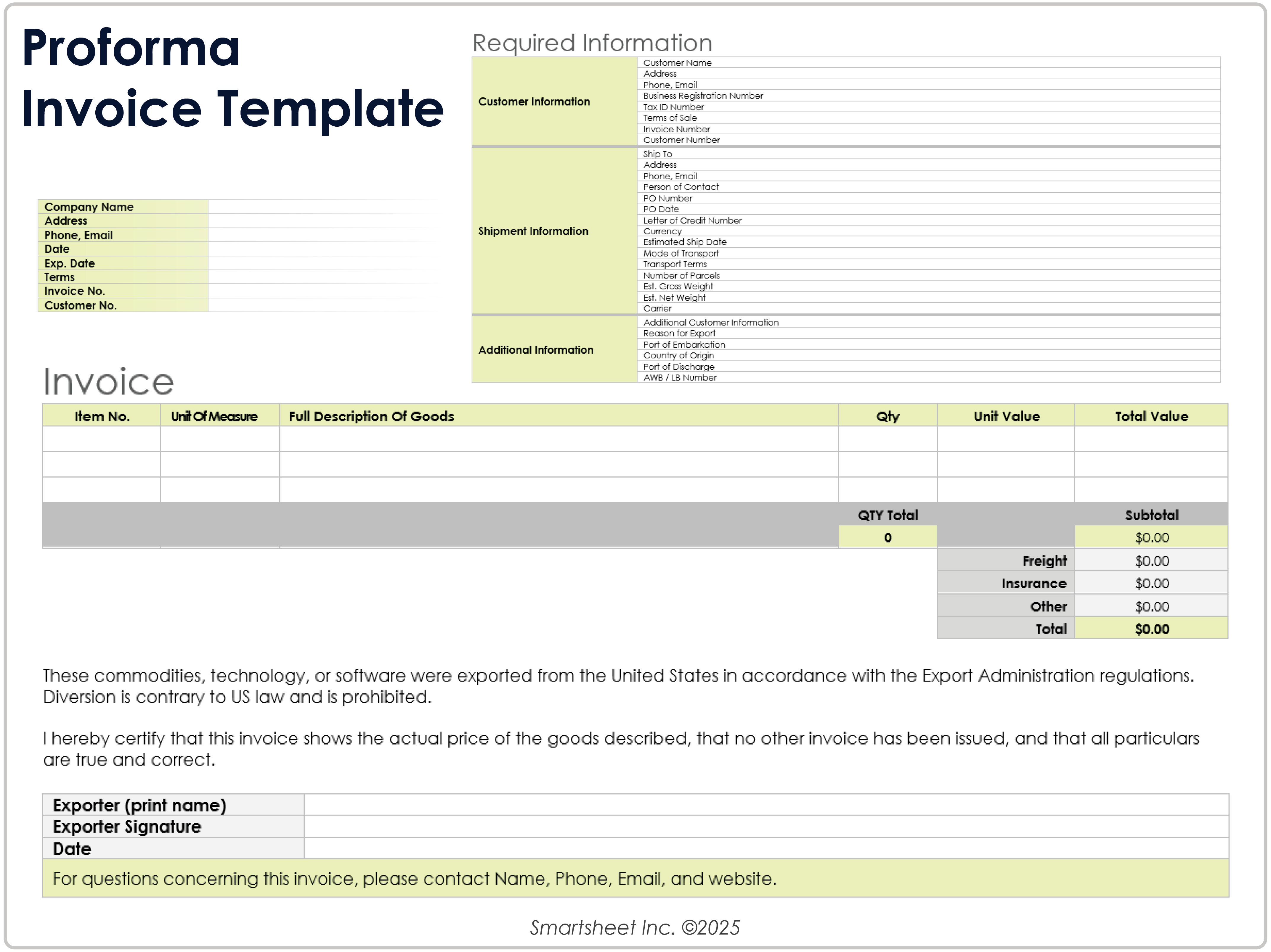 Proforma Invoice Template