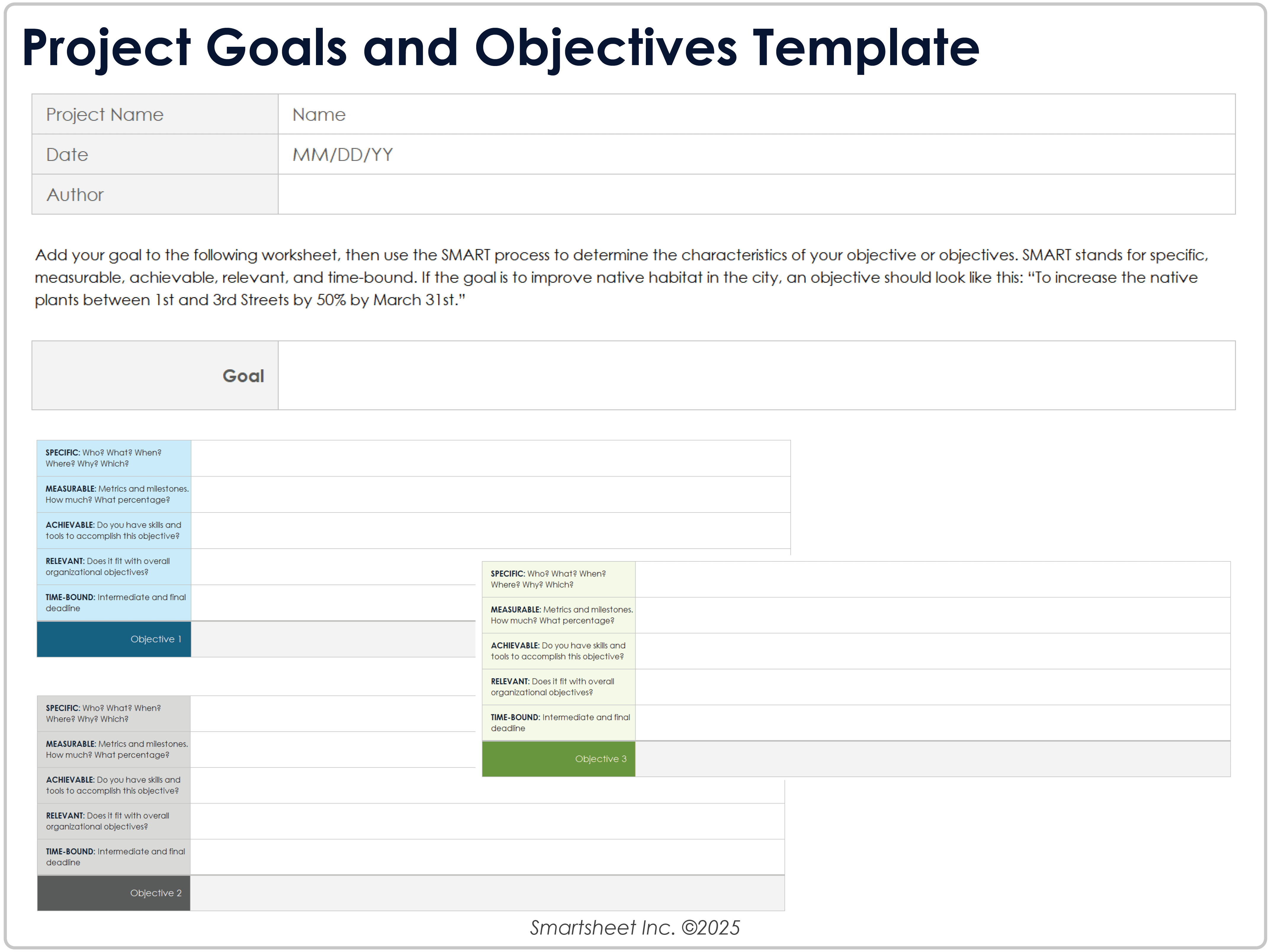 Project Goals and Objectives Template 9237