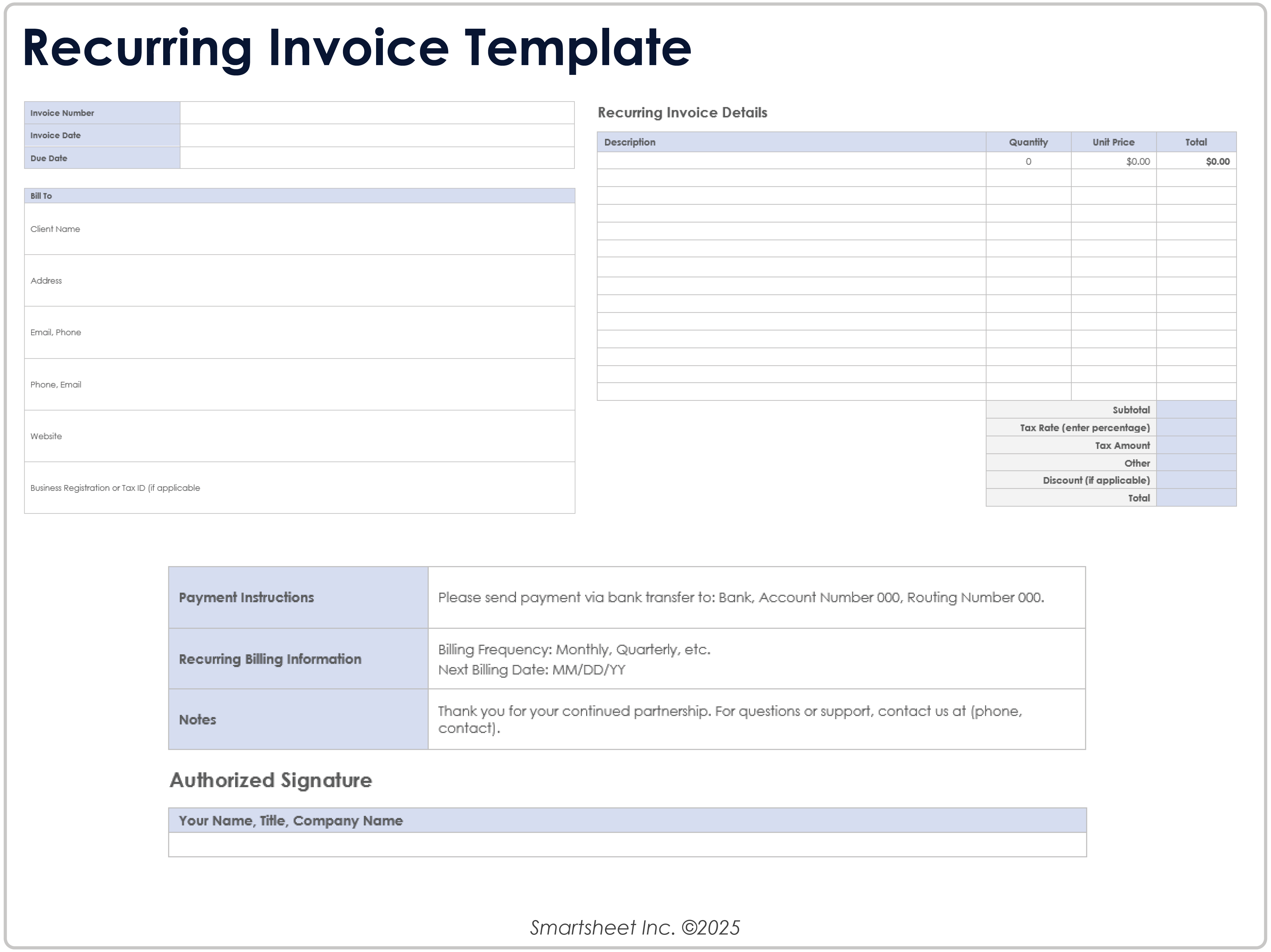 Recurring Invoice Template