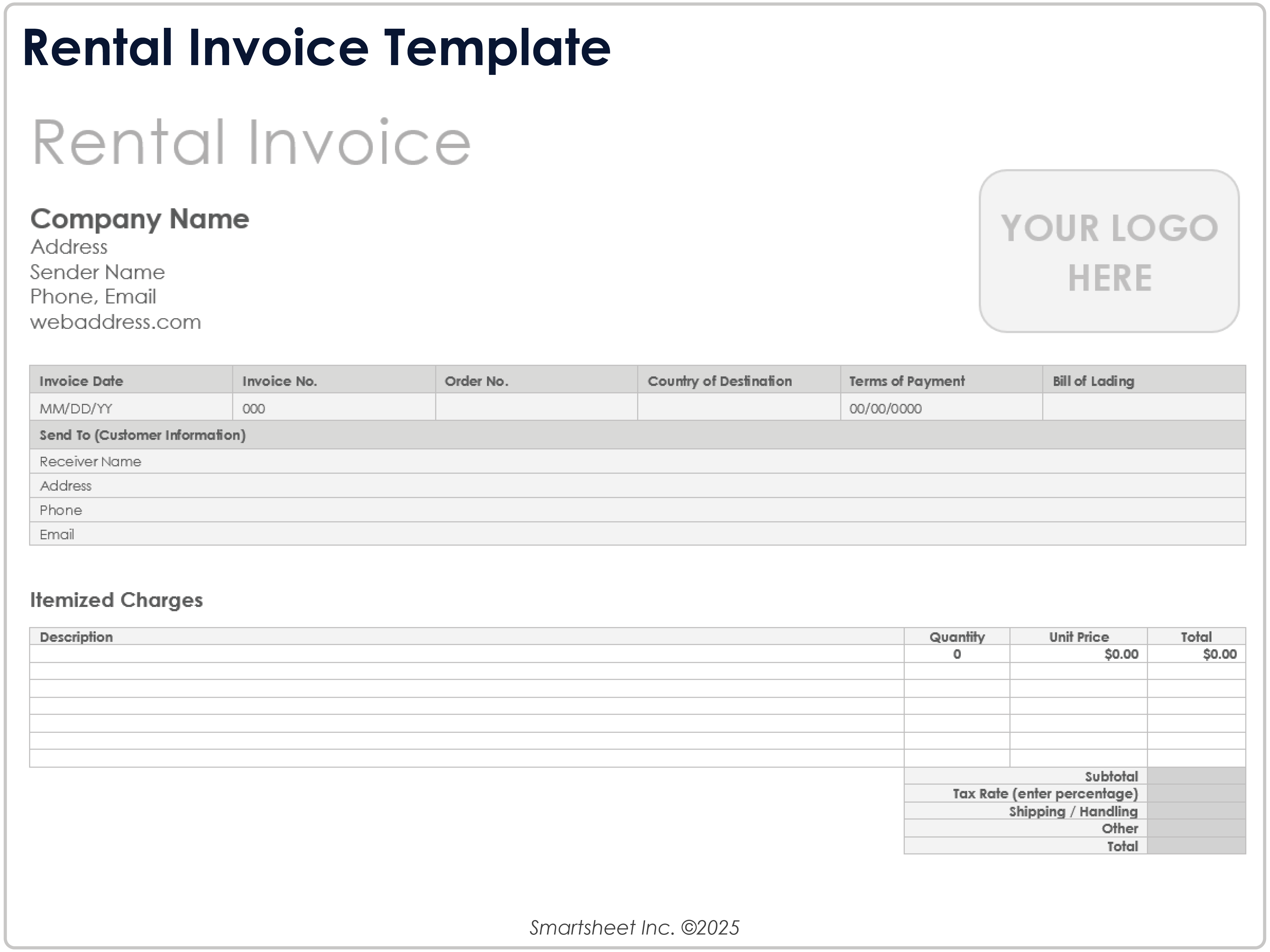 Rental Invoice Template
