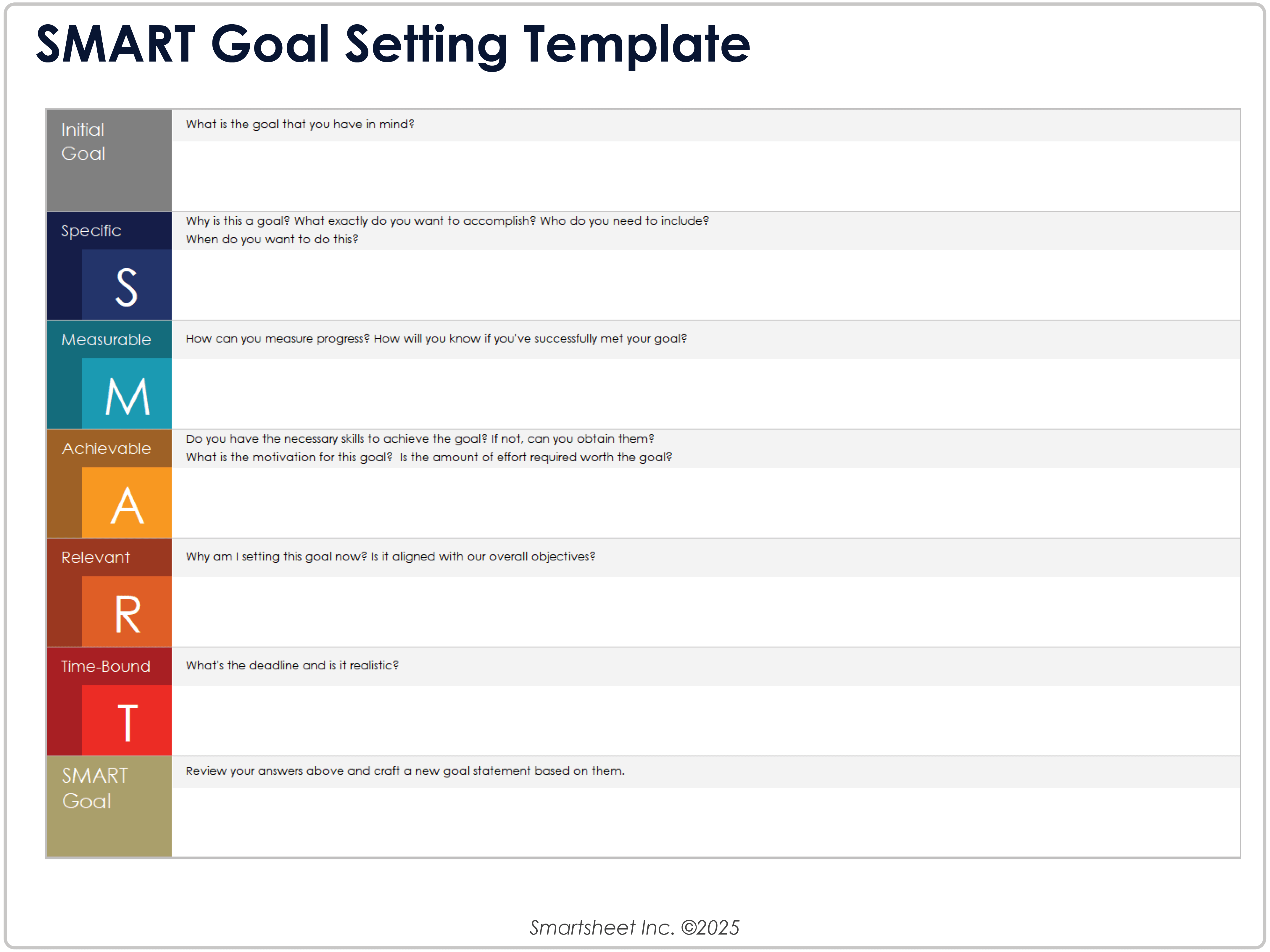 SMART Goal Setting Template 9237