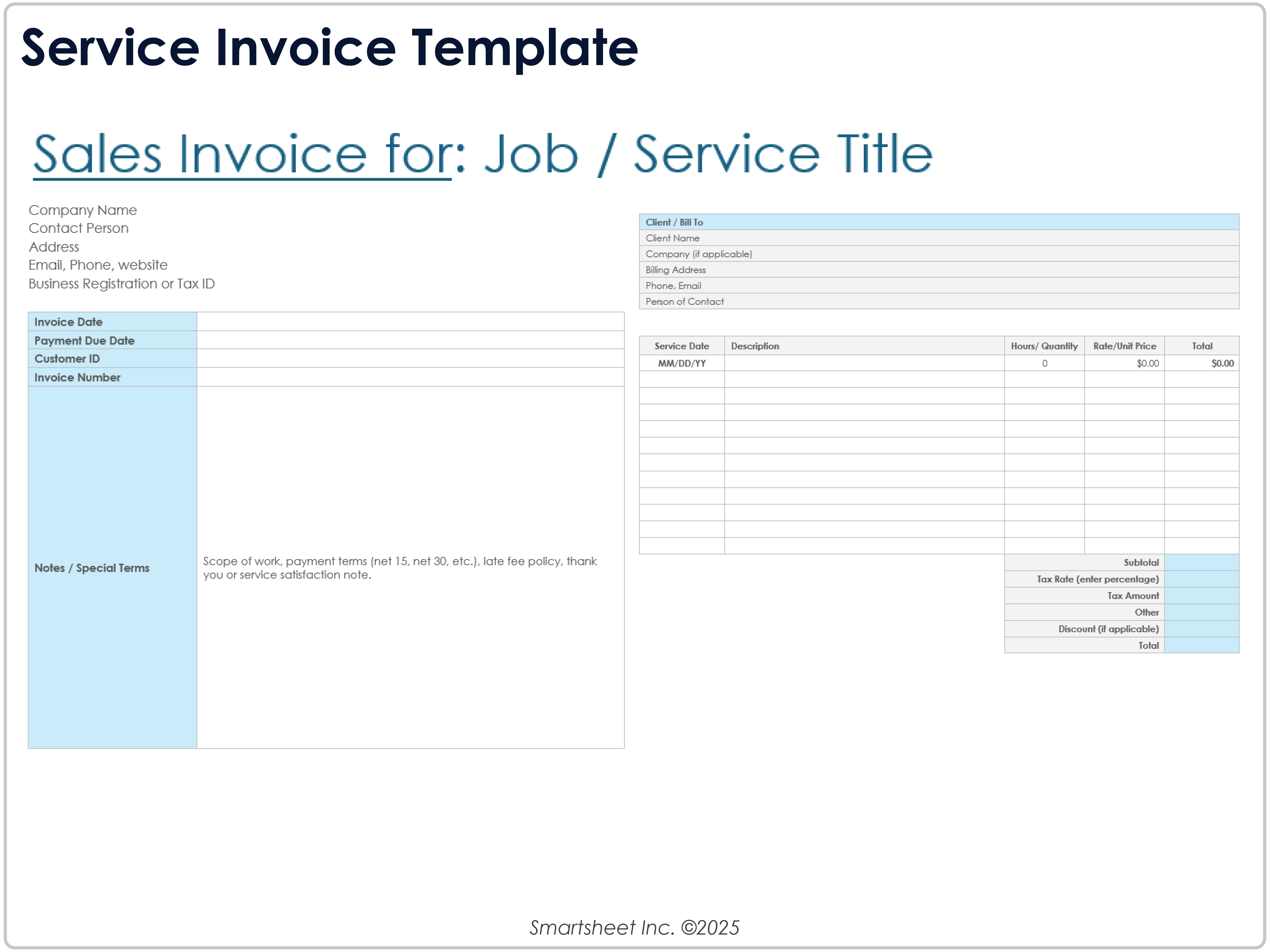 Service Invoice Template