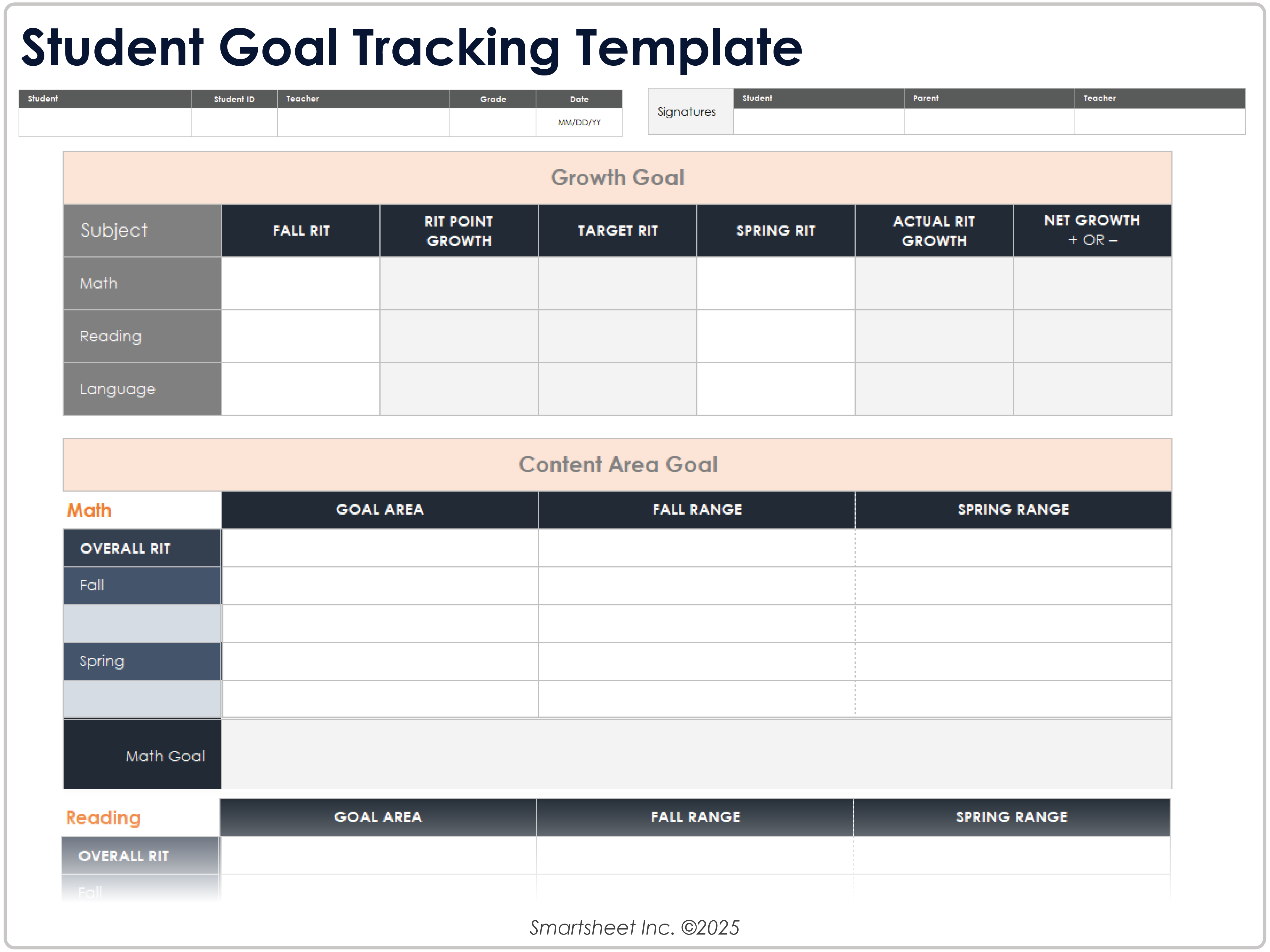 Student Goal Tracking Template 9237