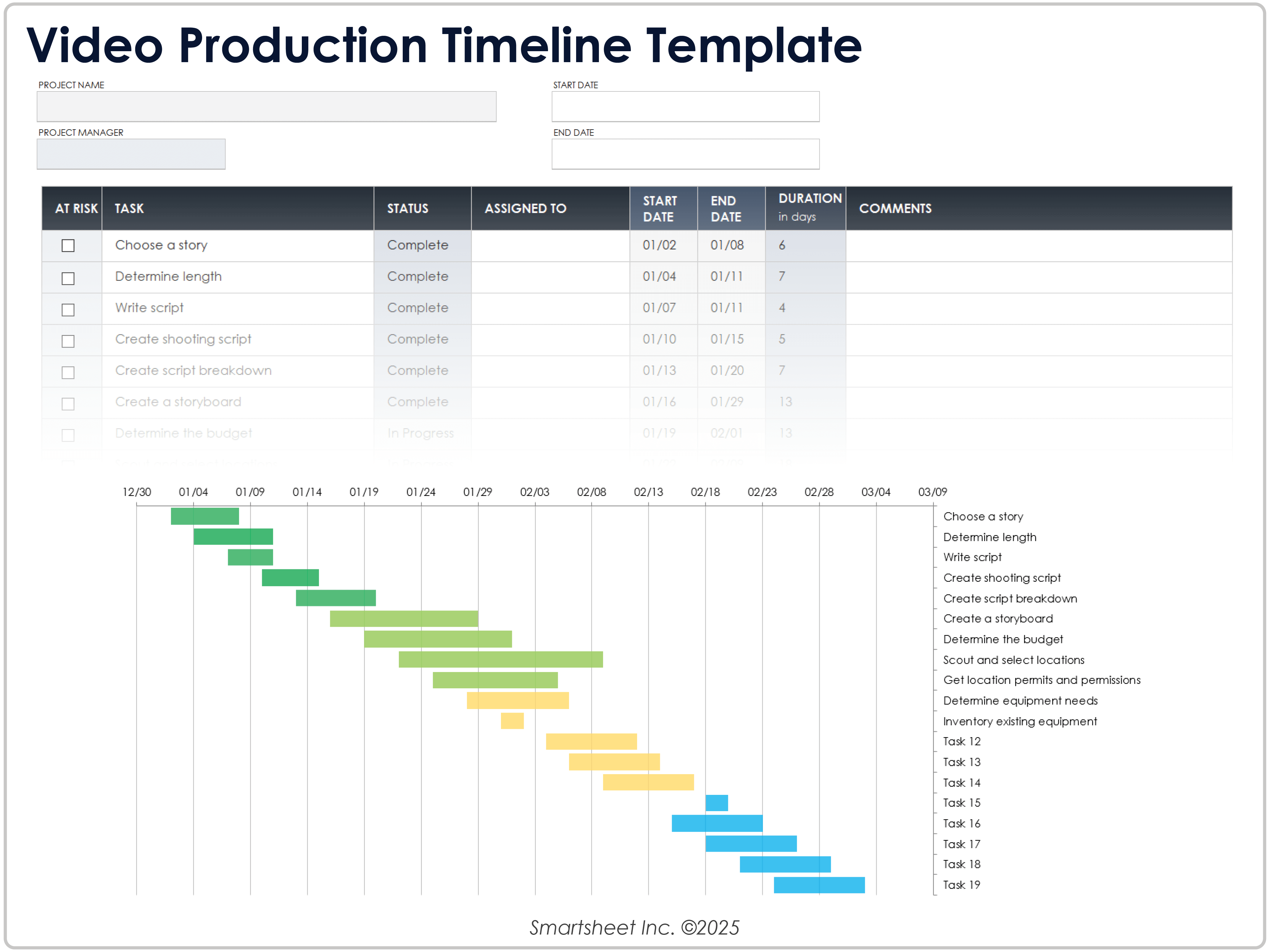 Video Production Timeline Template