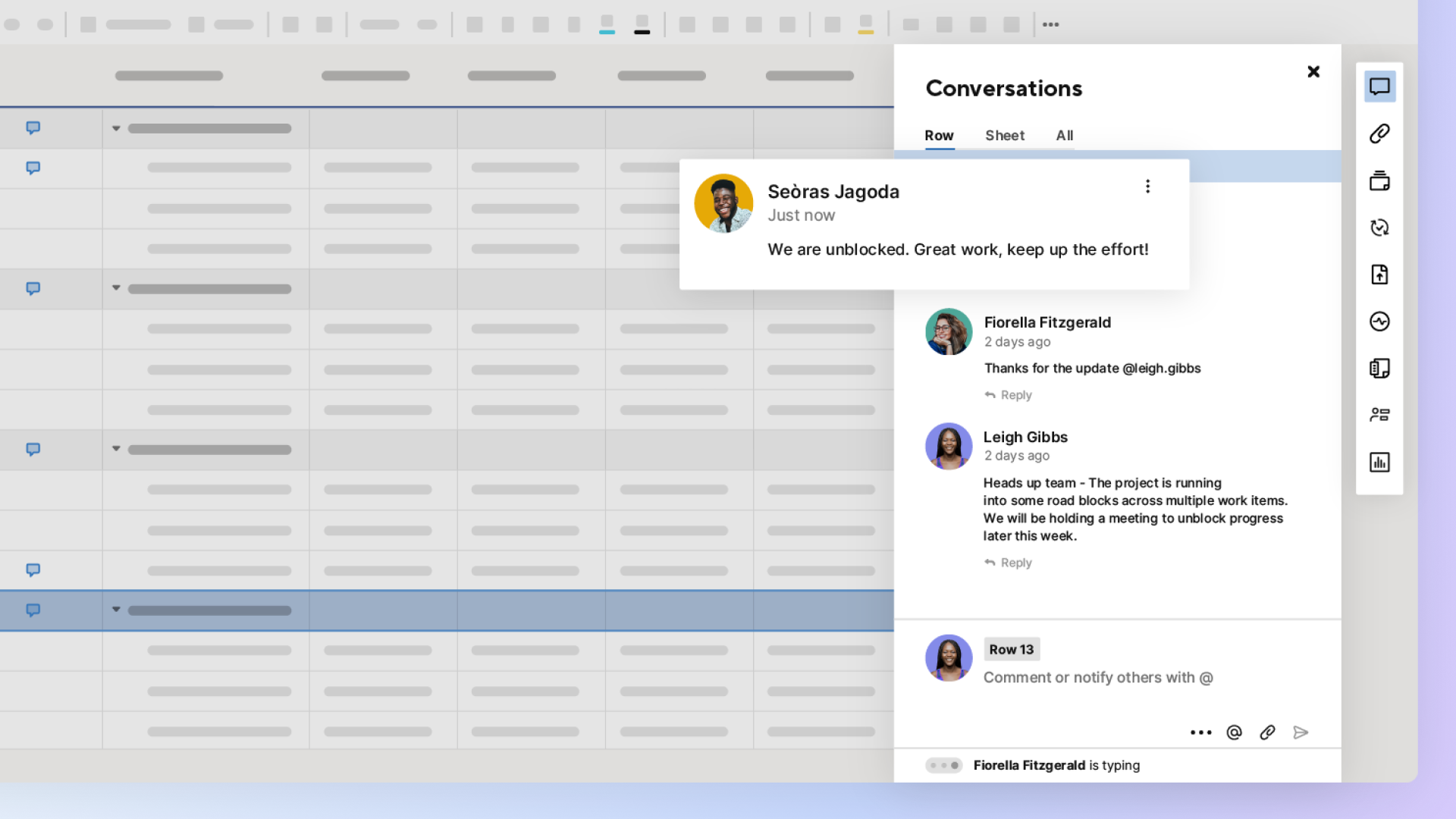 Conversations in Smartsheet