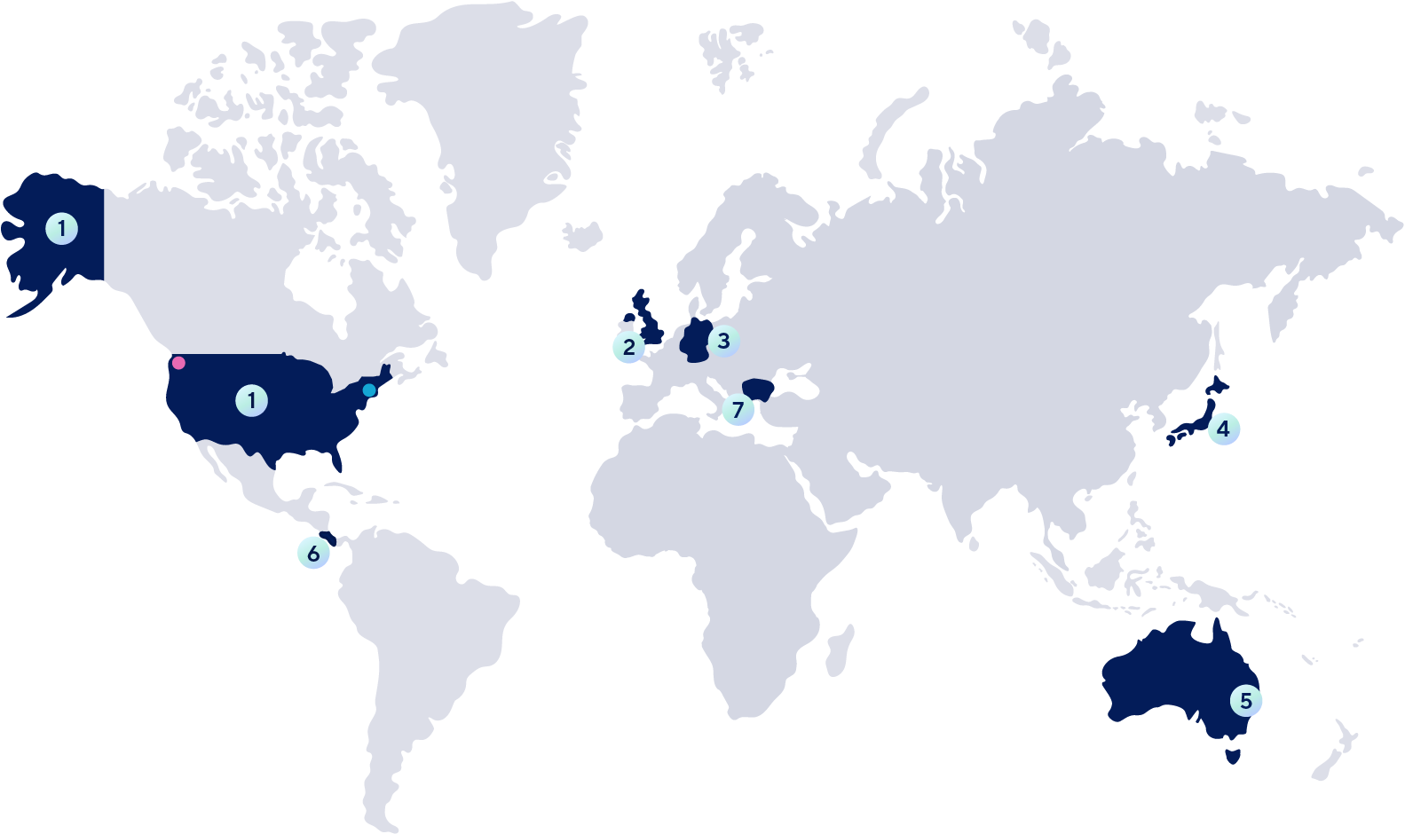 World map with Smartsheet offices marked