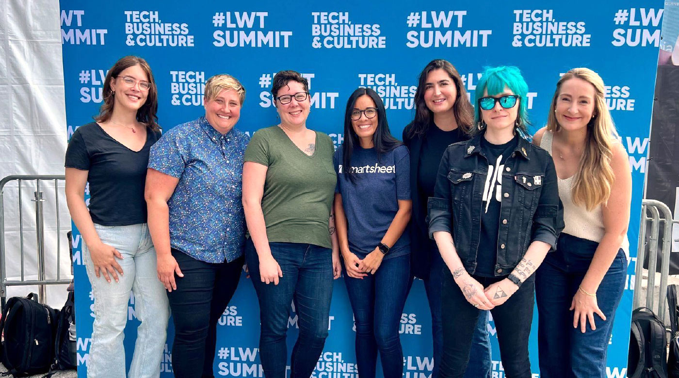 Group of seven women at the Lesbians Who Tech & Allies New York Summit