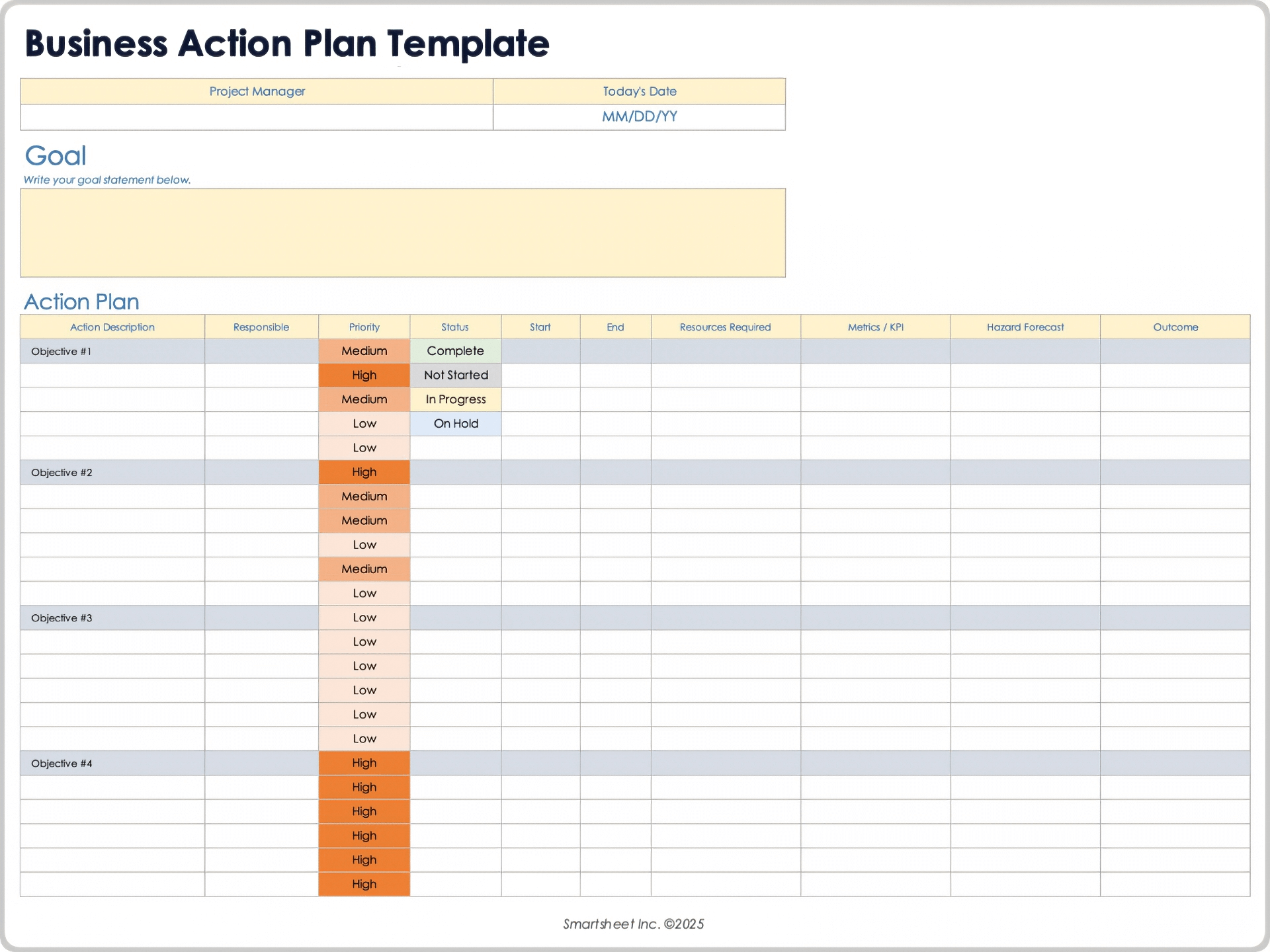 Business Action Plan Template