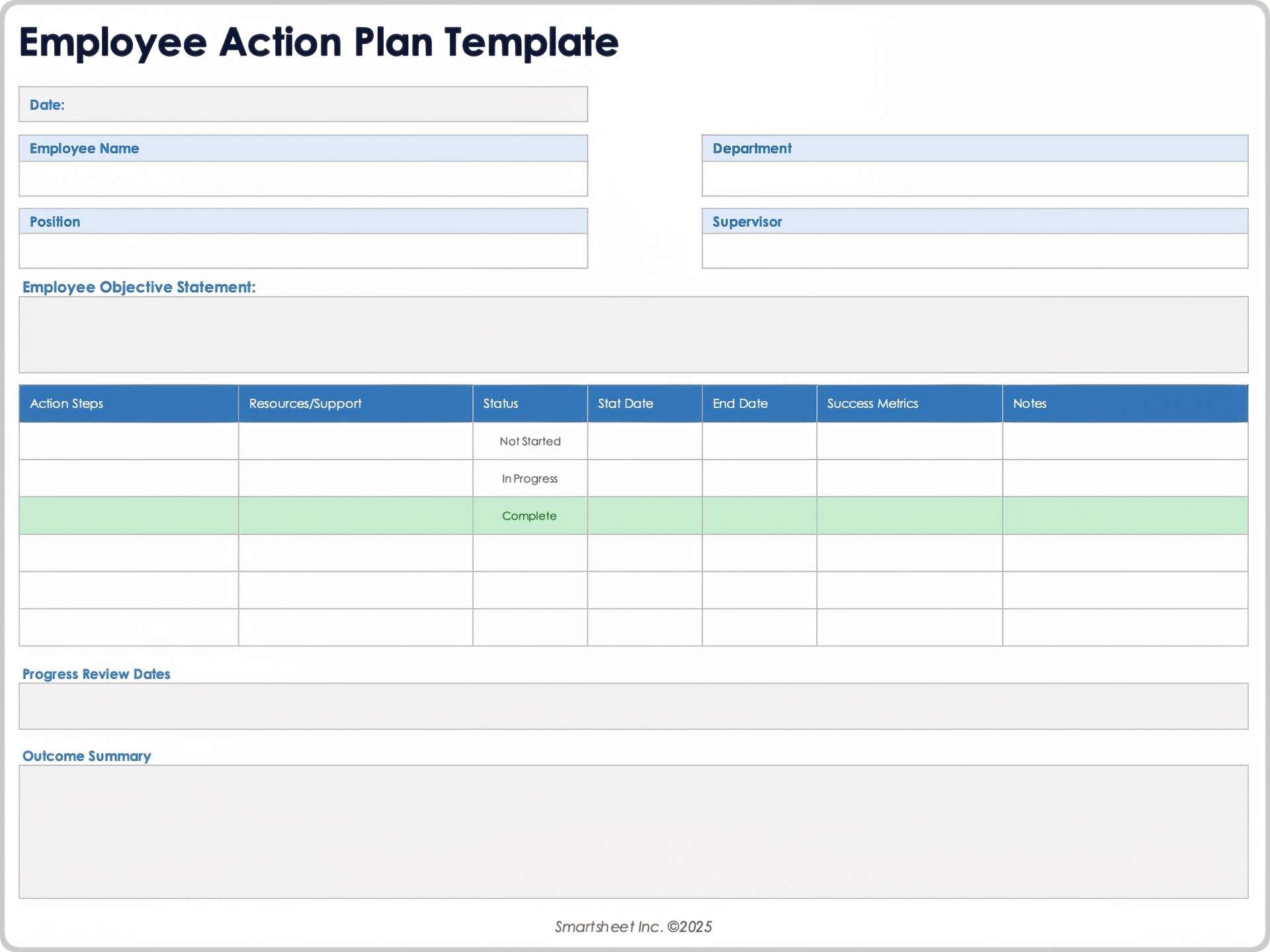 Employee Action Plan Template
